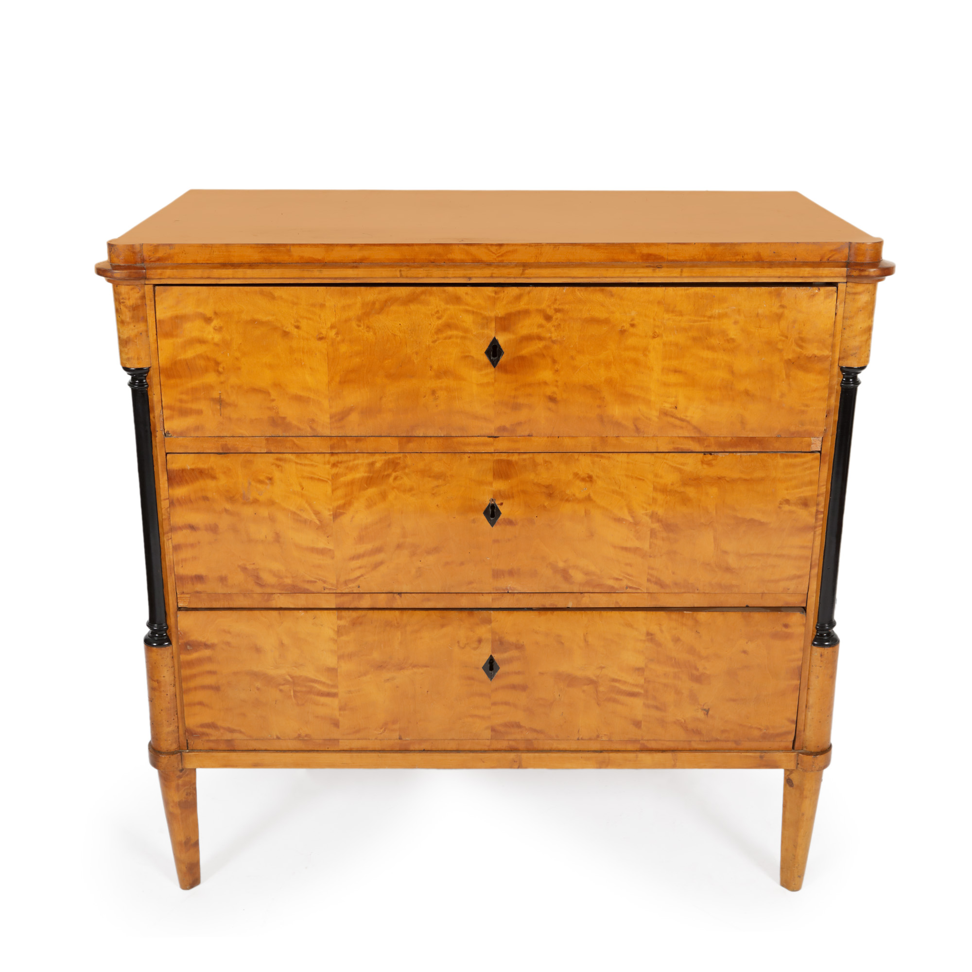 Biedermeier Chest of Drawers, Decorated with Ebonized Columns, Early 20th Century