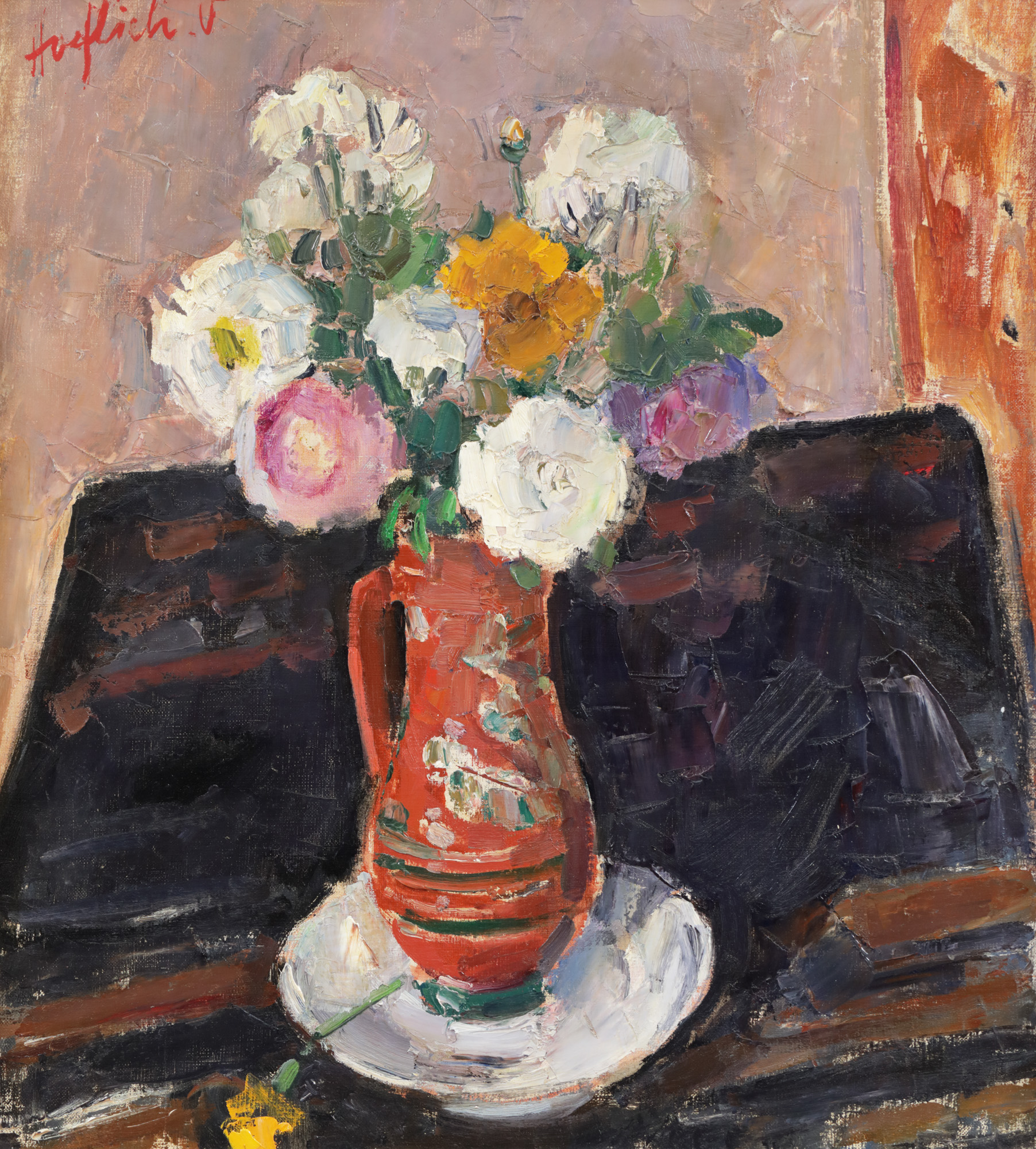 Jar with Lisianthus Flowers