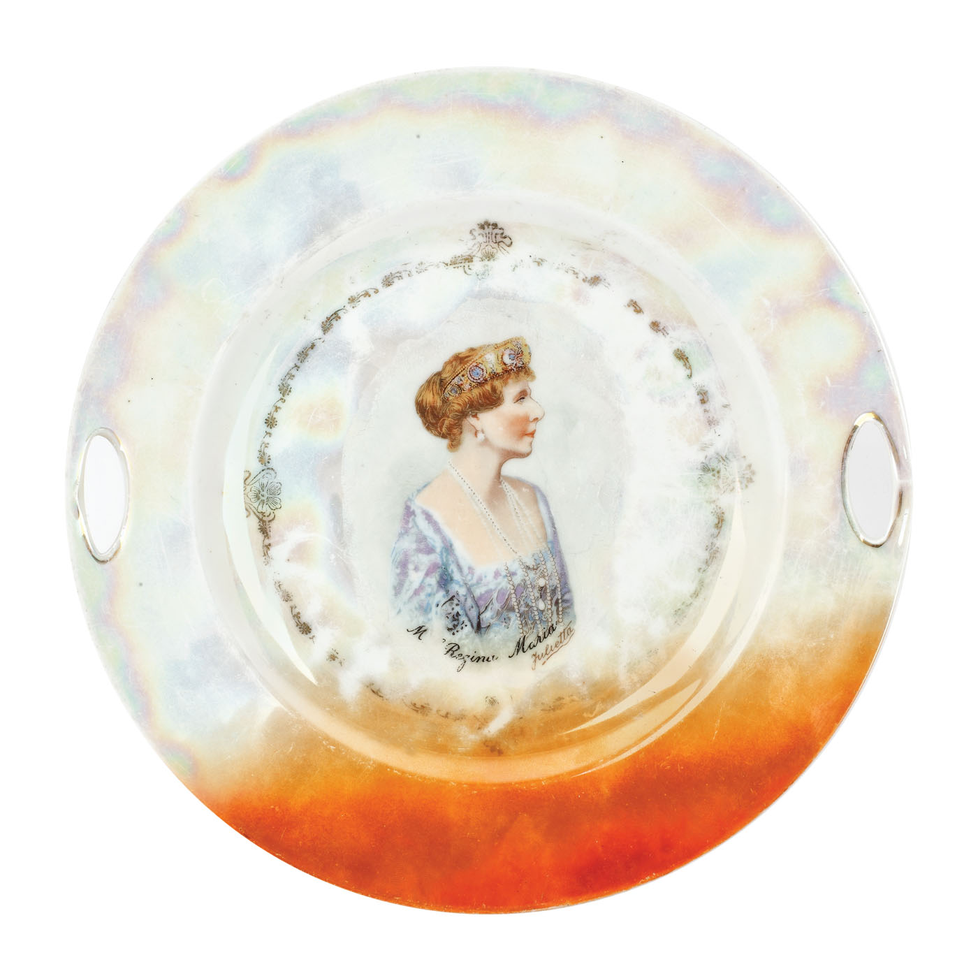 Farfurie din porțelan, decorată cu efigia Reginei Maria, 1920-1930