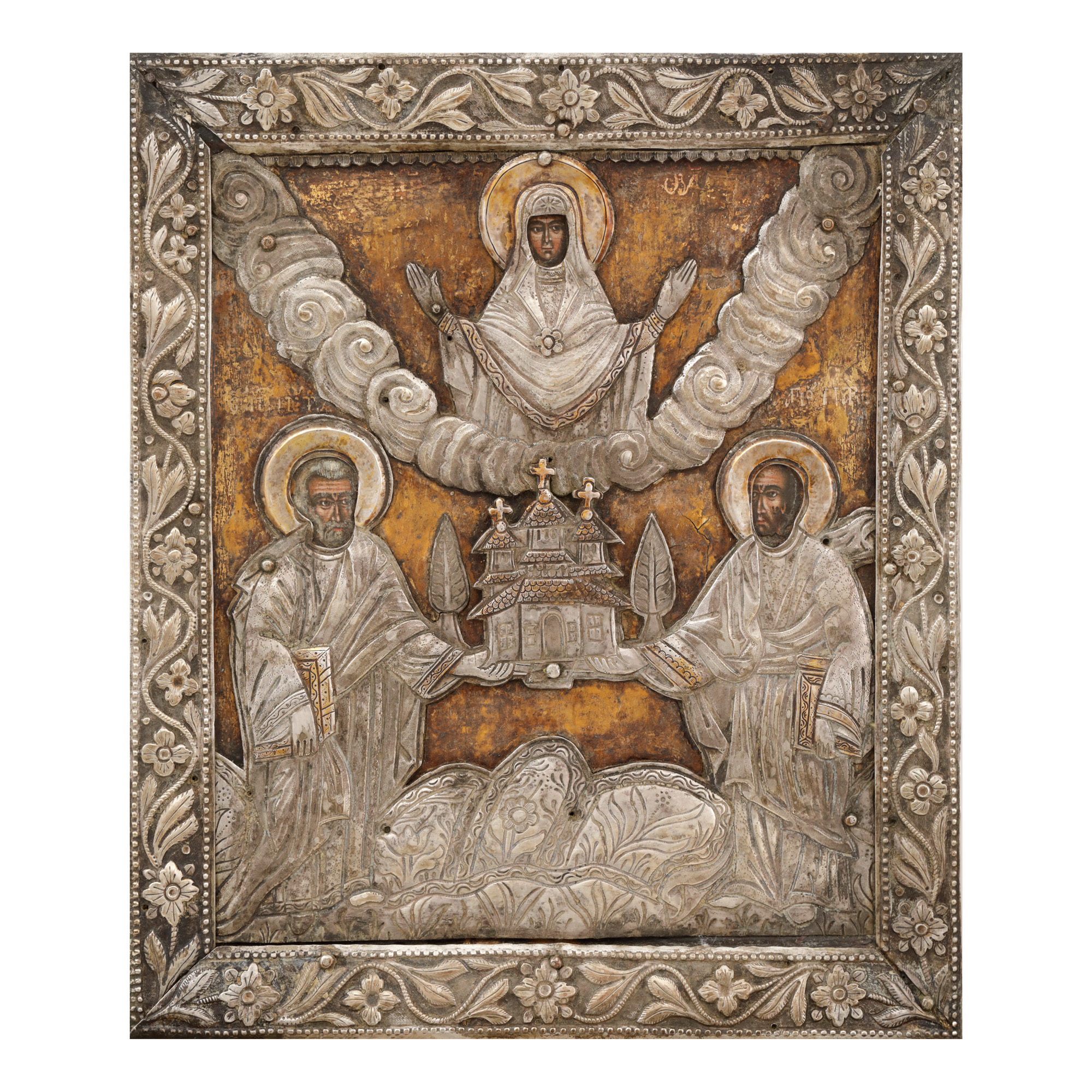 Icon on wood, with silver frame, "Saints Apostles Peter and Paul", Romanian school, 18th century, rare piece, collection item
