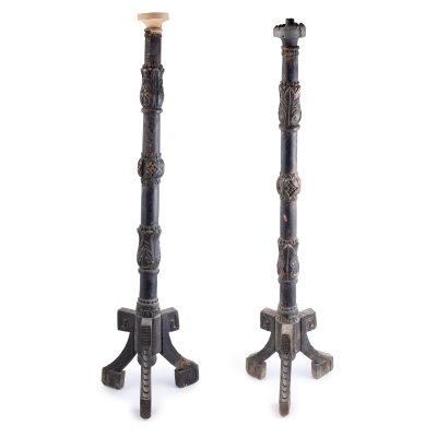 Pair of church candlesticks, Romanian workshop, 19th century, rare piece