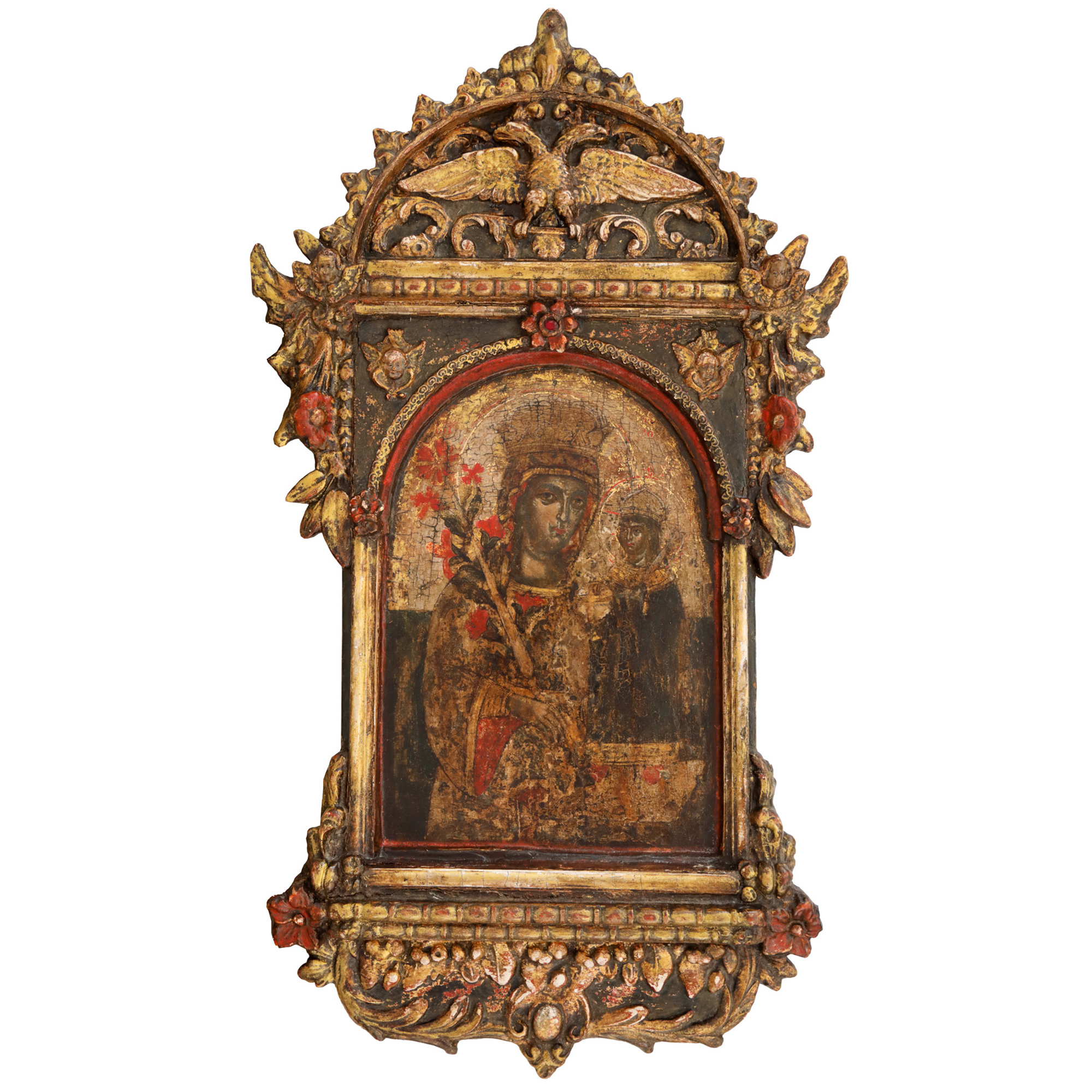 Icon on wood, "The Mother of God with the Child - The Everlasting Rose", Greek school, end of the 17th century, collector's item