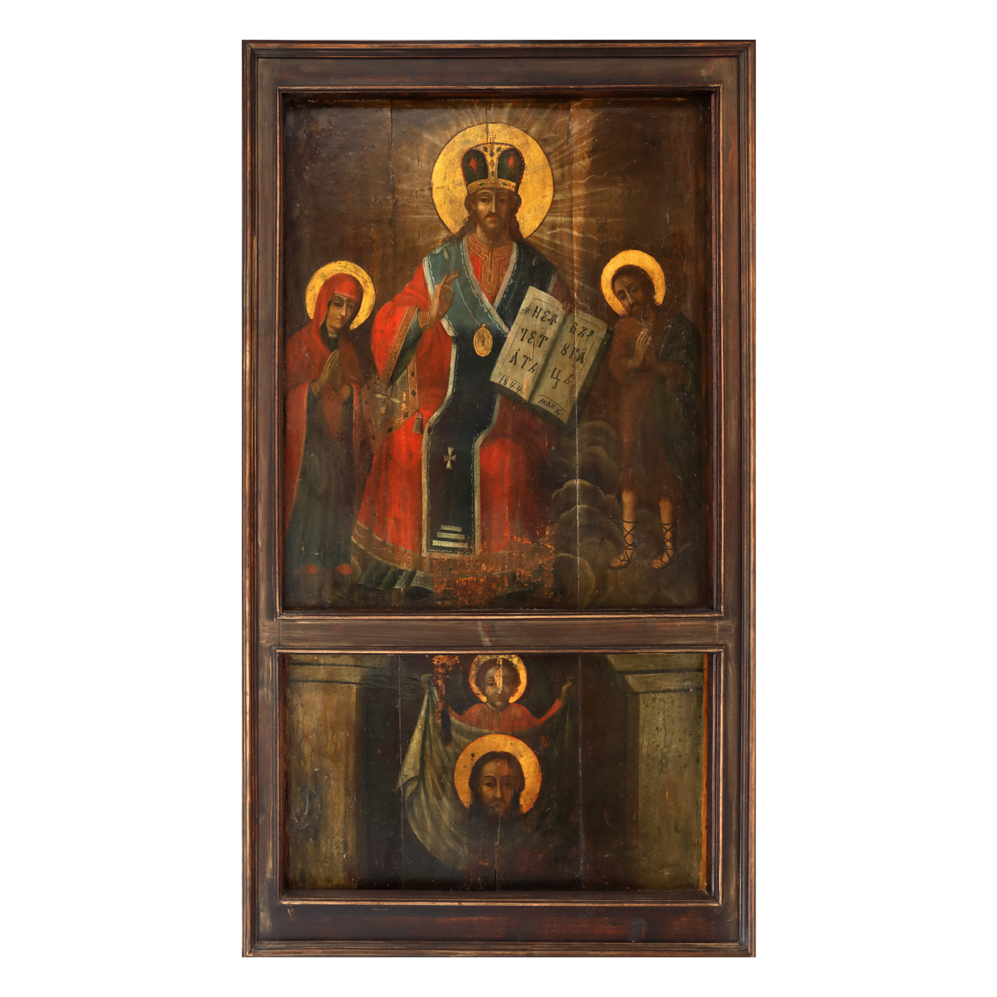 Imperial icon on wood, "Deesis and the Holy Mandylion", Moldavian school, May 1844, rare piece, collectible.