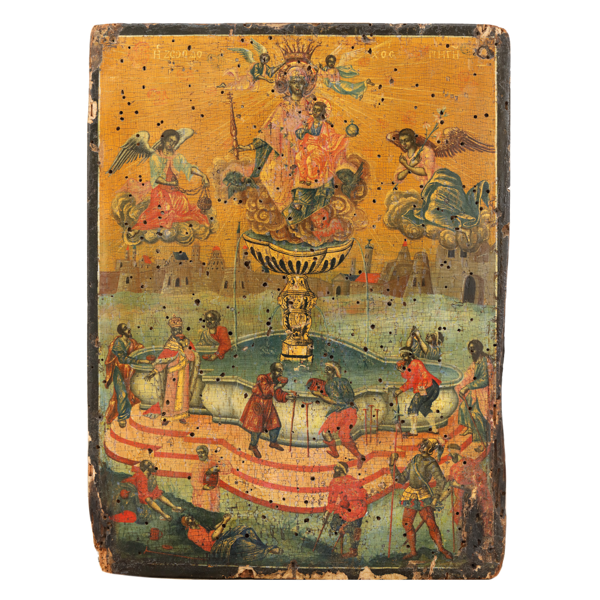Icon on wood, "The Fountain of Healing", Greek school, mid-19th century, rare piece