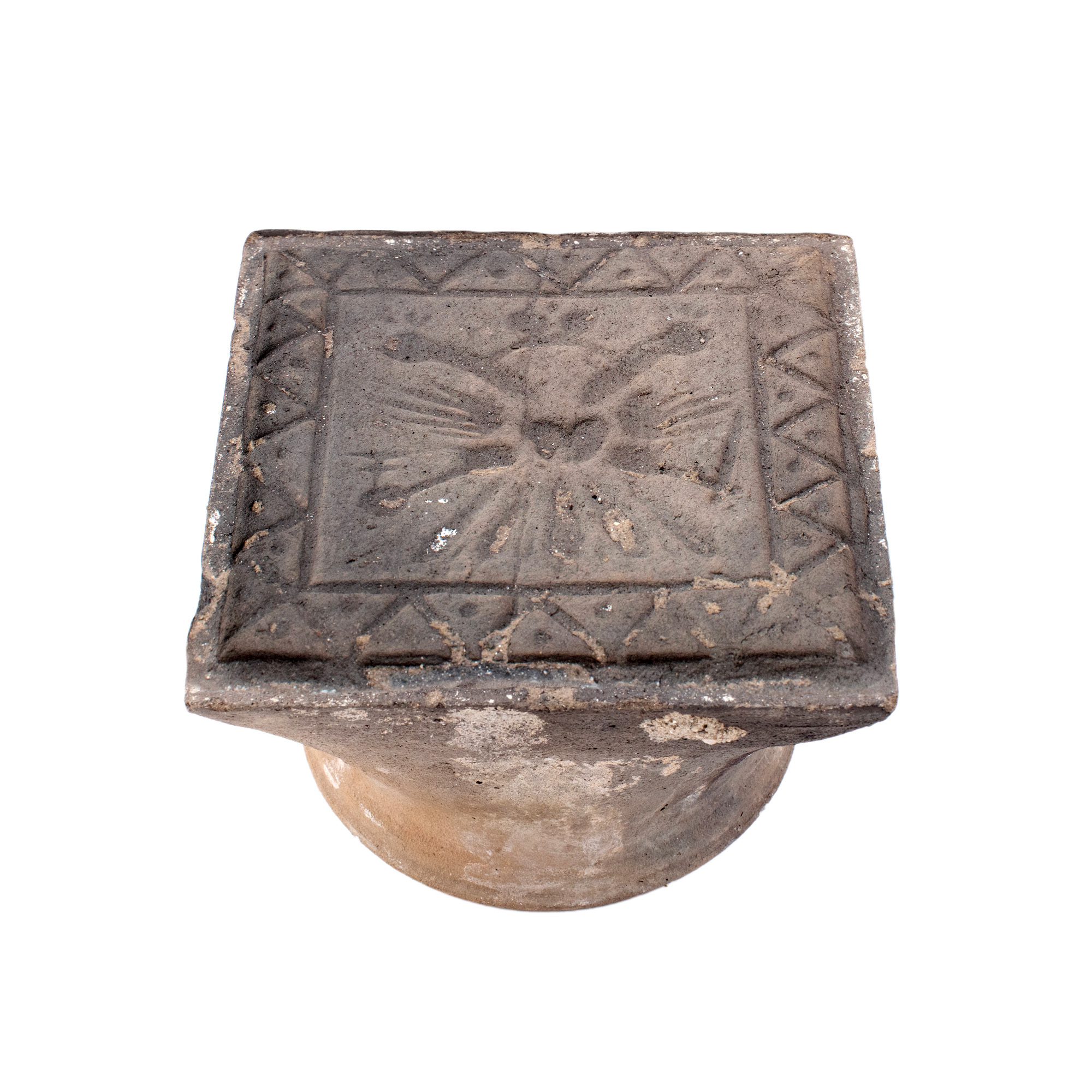 Stove tile, decorated with a double-headed eagle, Saxon workshop, probably Sibiu, end of the 18th century-beginning of the 19th century.