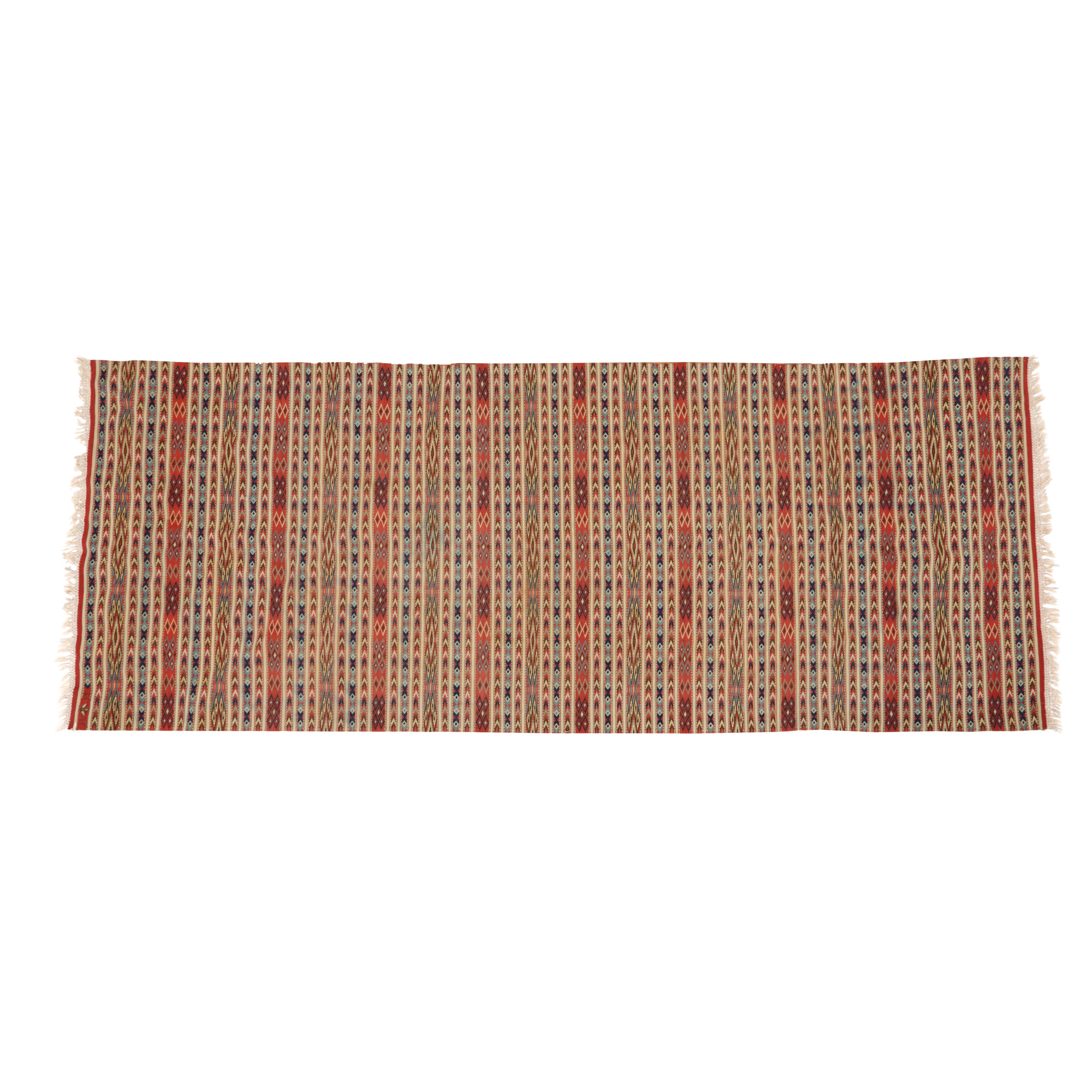 Woolen Muntenian carpet, decorated with a bee and signed "N.H.", first half of the 20th century