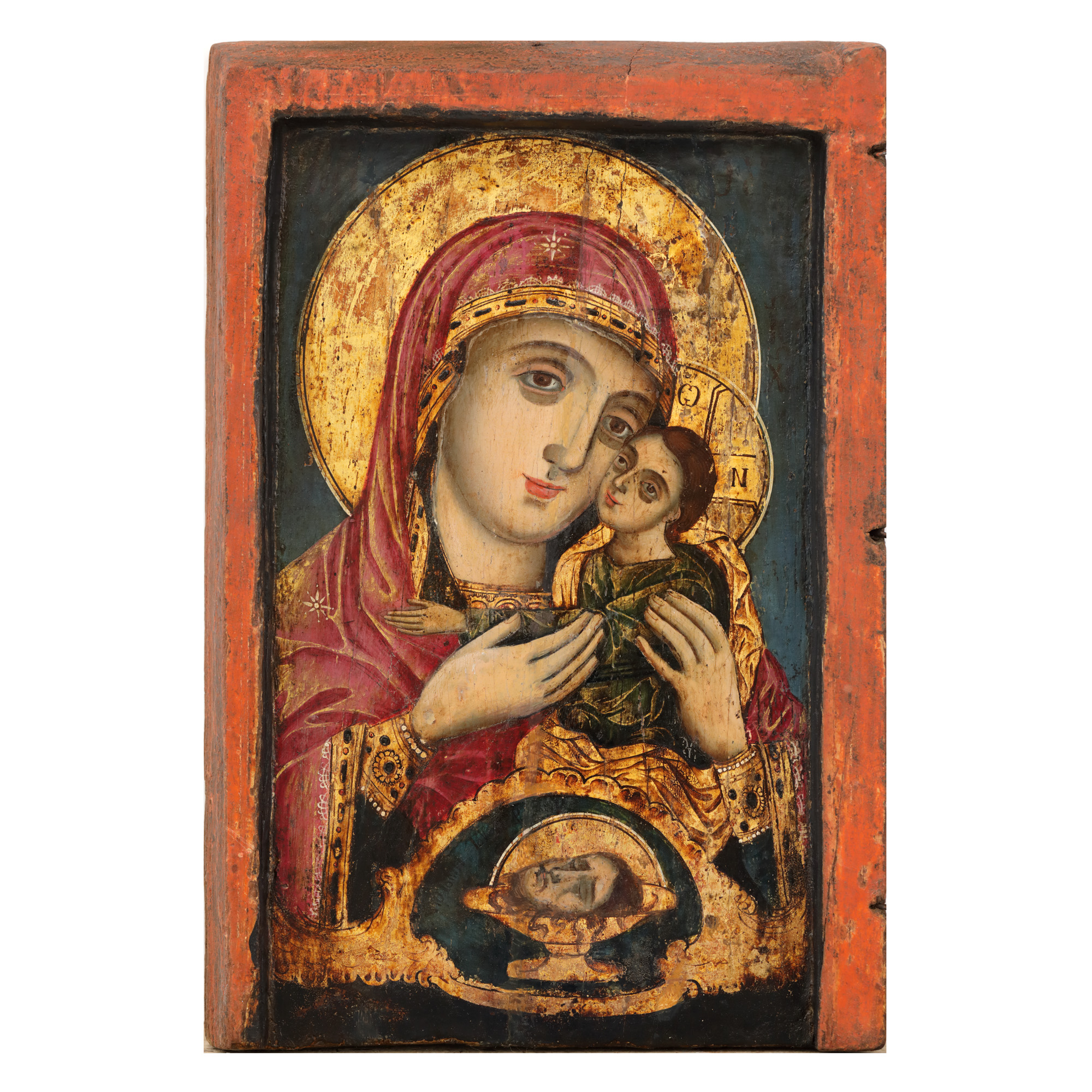 Icon on wood, "Mother of God with Child", Danube South School of Greek influence, mid-XIX century