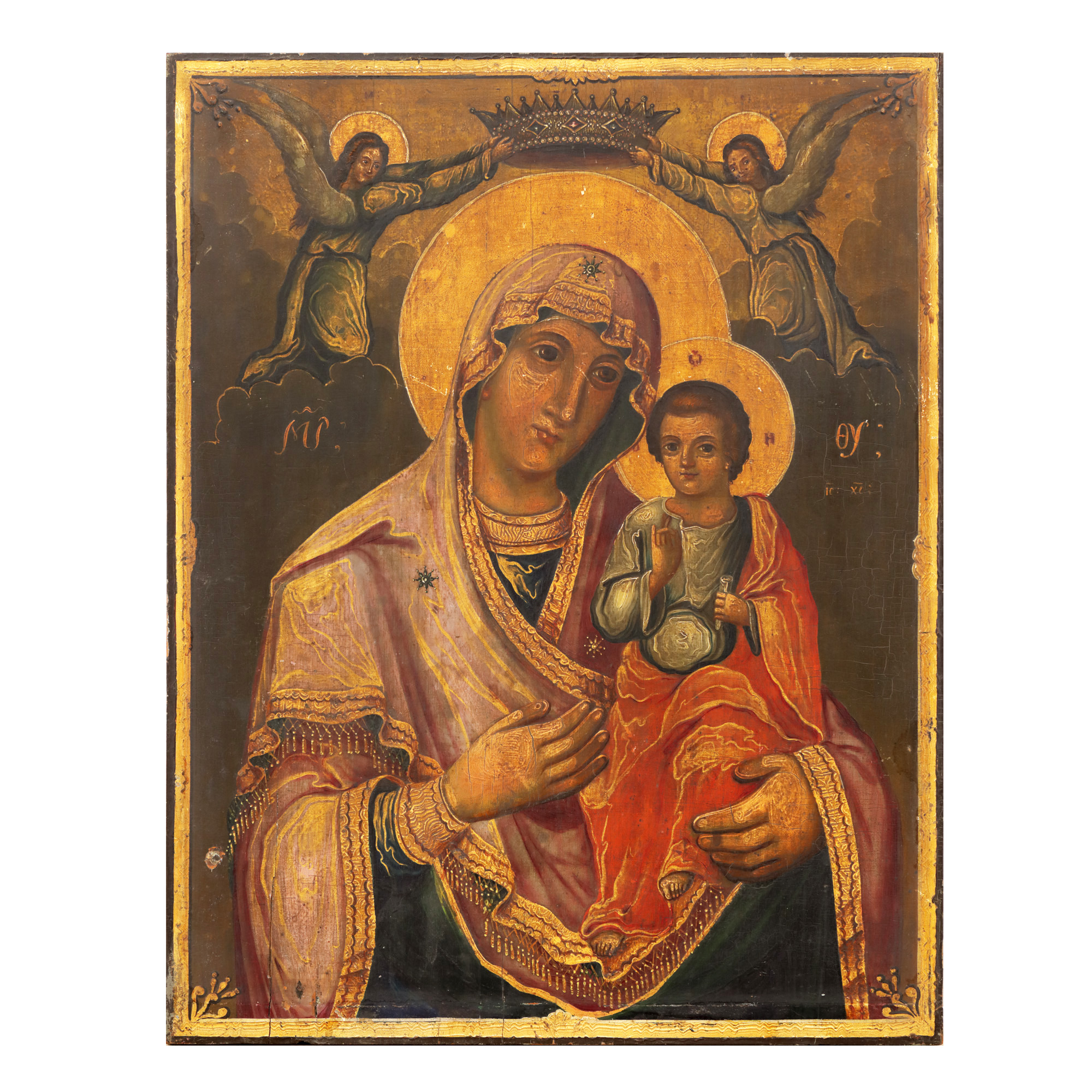 Icon on wood, "Mother of God with Child", Romanian school, probably Căldărușani, second half of the 19th century, from the collection of the world vice-champion of bridge, Coriolan Neamțu