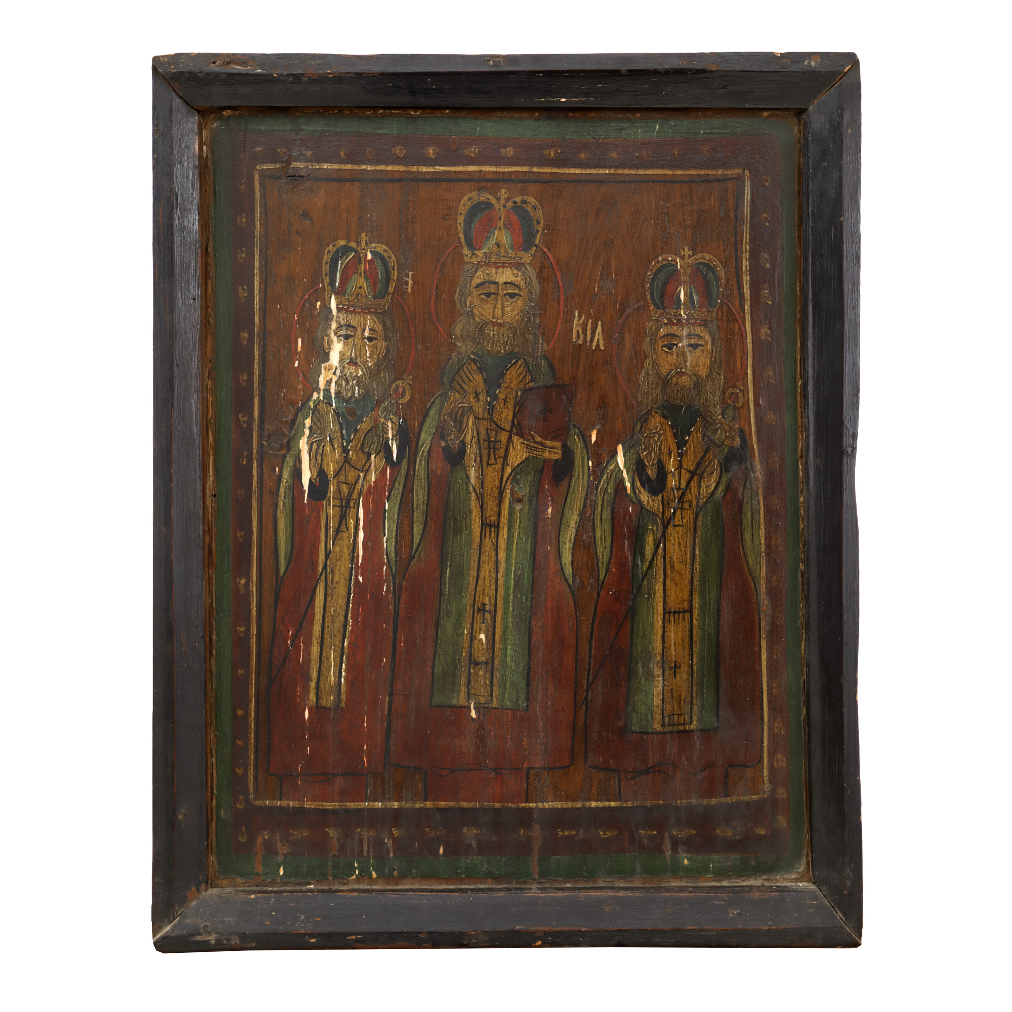 Icon on wood, "The Three Holy Hierarchs", Moldavian school, XIX century, from the collection of the world vice-champion of bridge Coriolan Neamțu