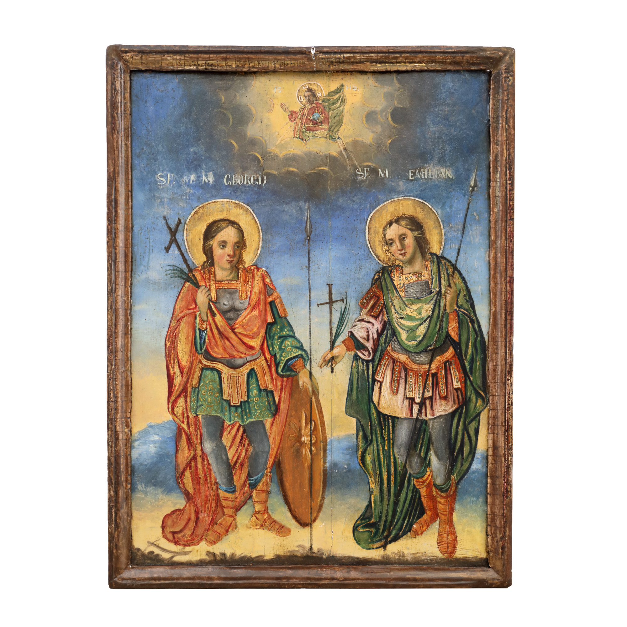 Icon on wood, "Military Saints George and Emilian", Romanian school, second half of the 19th century, rare piece
