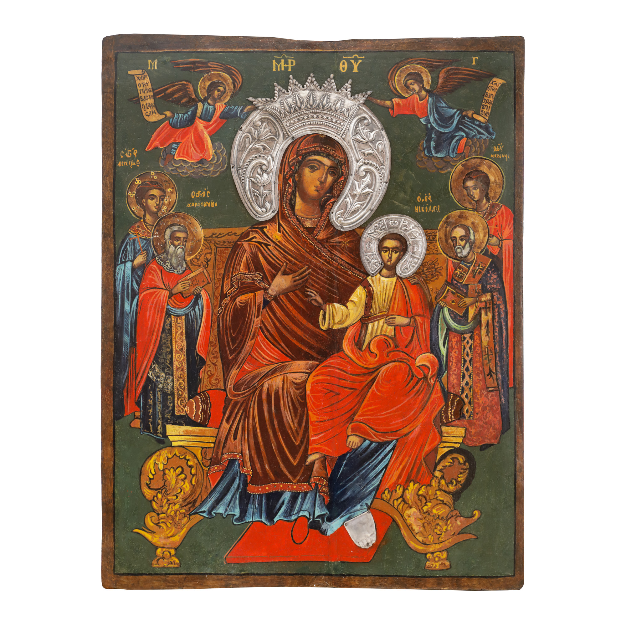 Imperial Icon on Wood, "Mother of God with Infant - Lady of the Heavens", Greek School, end of the 18th century