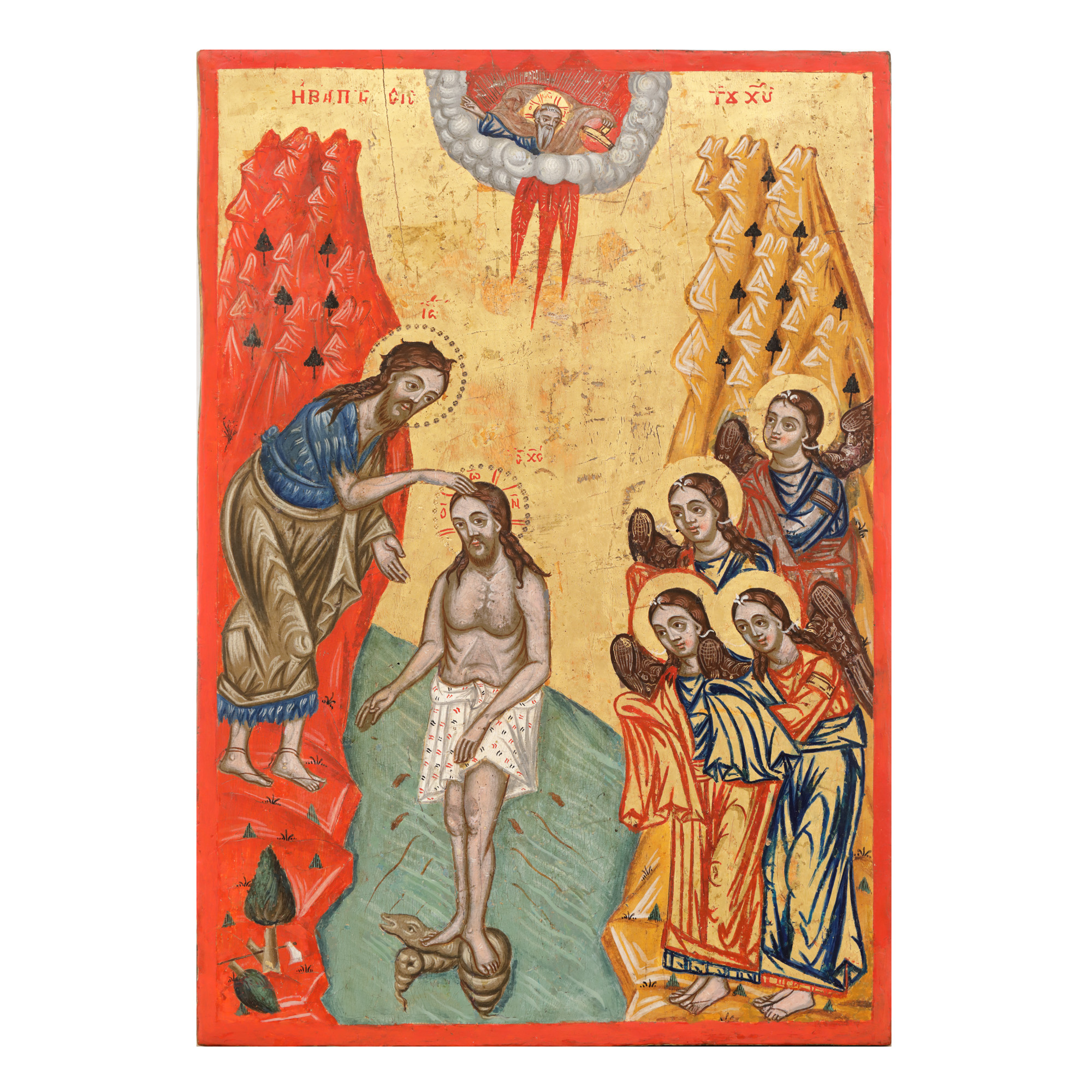 Icon on Wood, "Baptism of the Lord", Greek School, Early 19th Century