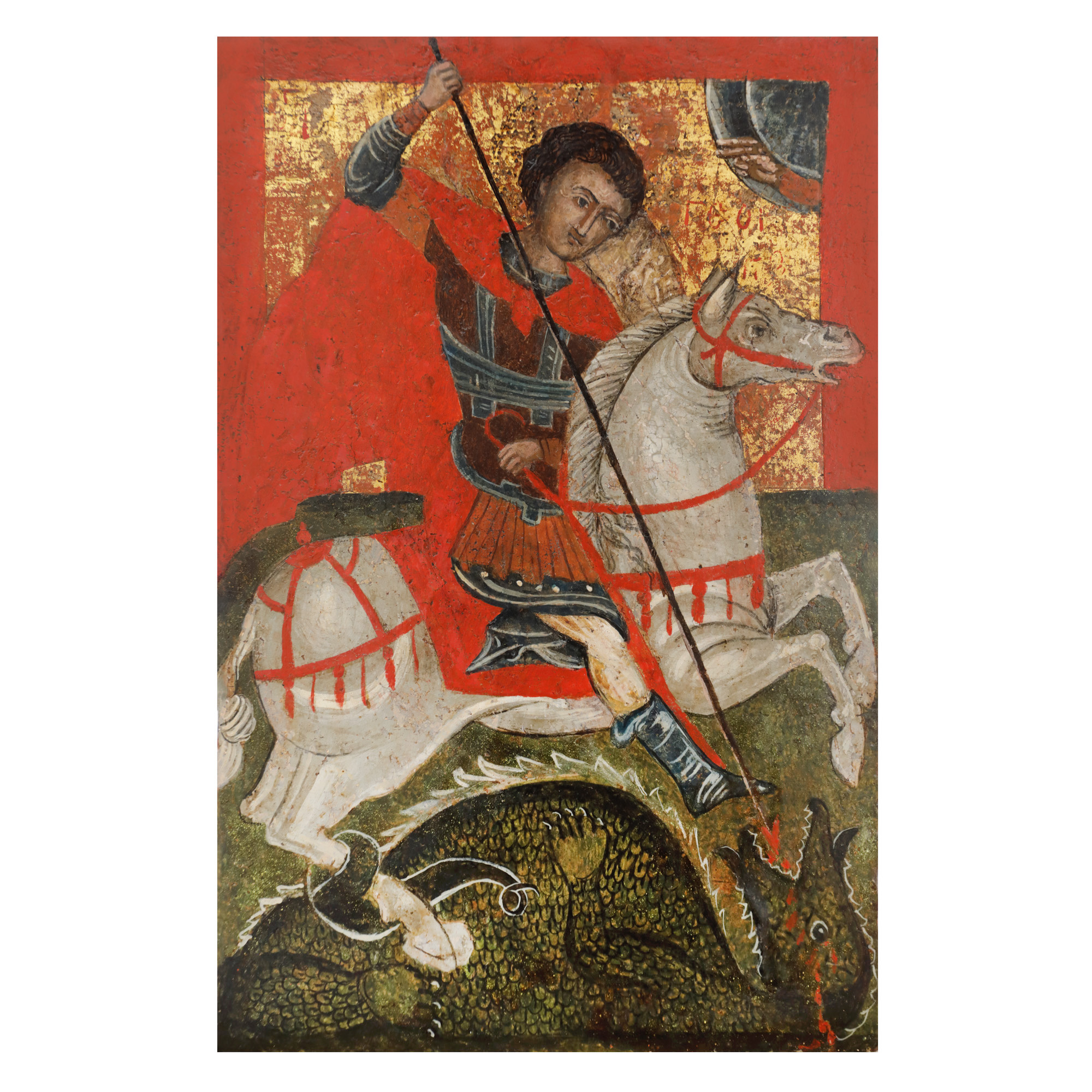 Icon on wood, "Saint George killing the dragon", Greek school, end of 17th century-beginning of 18th century