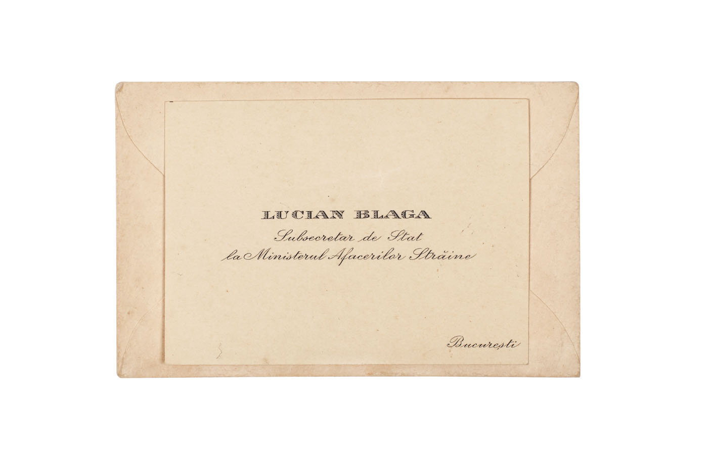 Carte de vizită aparţinând lui Lucian Blaga, 1937-1938
