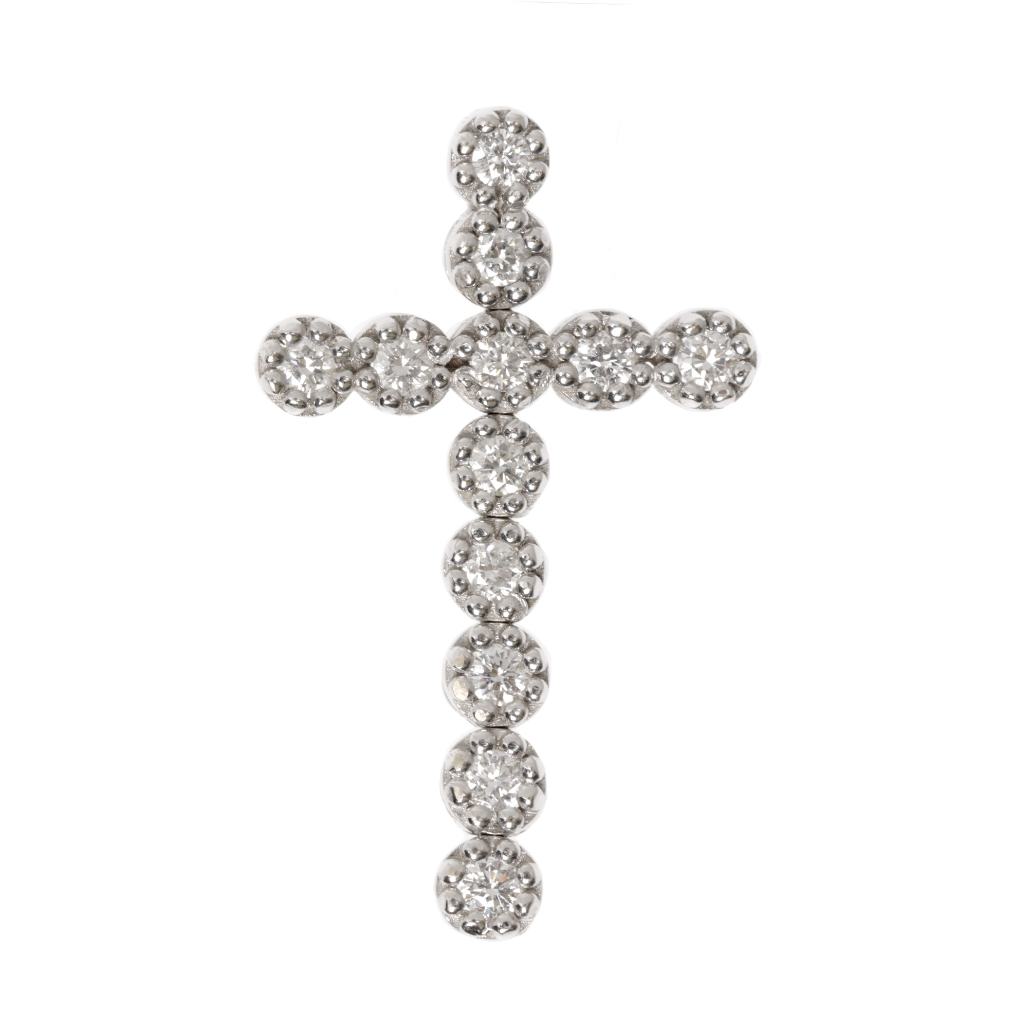 Pandantiv cruce din aur alb, decorat cu diamante