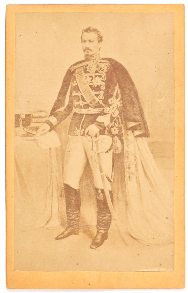 Period photograph of ruler Alexandru Ioan Cuza, ca. 1865