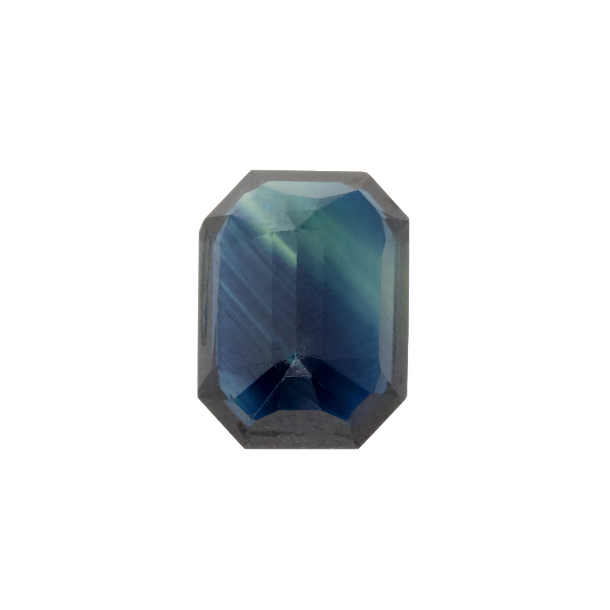Octagonal step cut dark blue sapphire, 7.96 ct., accompanied by GIA gemological certificate