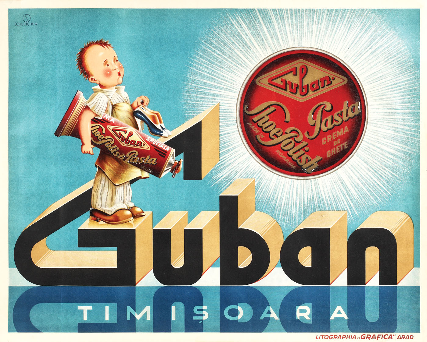 Afiş Guban, semnat Schleicher, Arad, cca. 1930