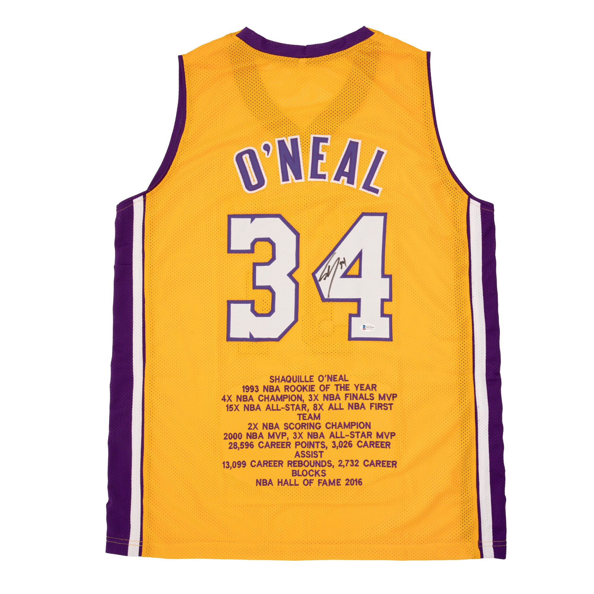 Tricou L.A. Lakers, cu semnătura olografă a sportivului Shaquille O'Neal