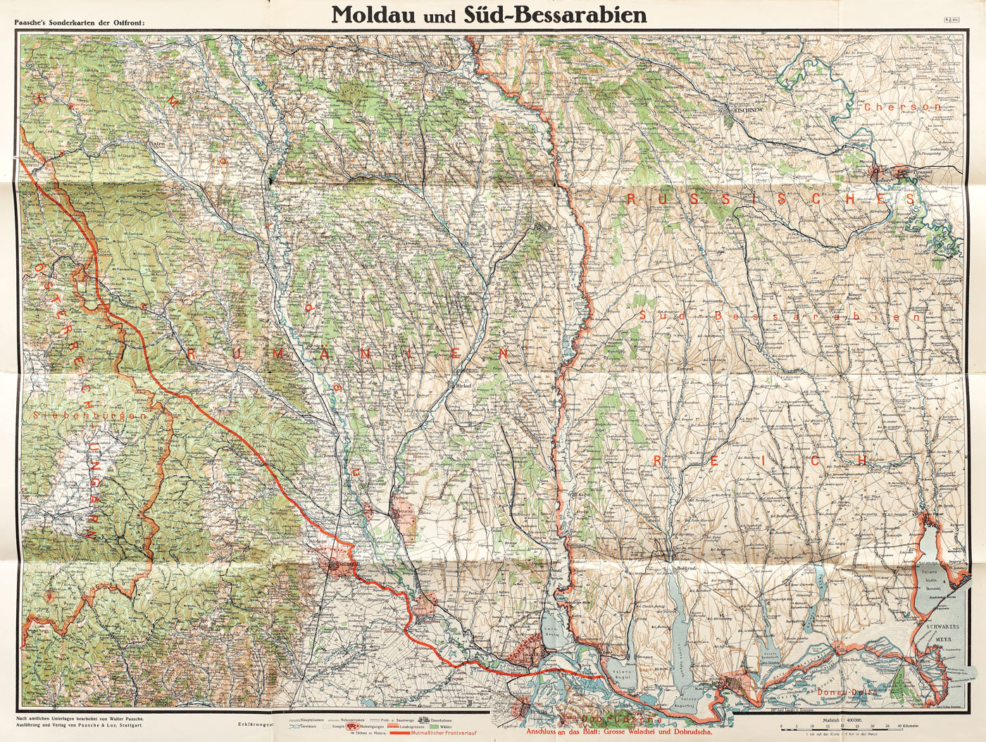 Harta liniei de front german din 1917, Moldova şi sudul Basarabiei