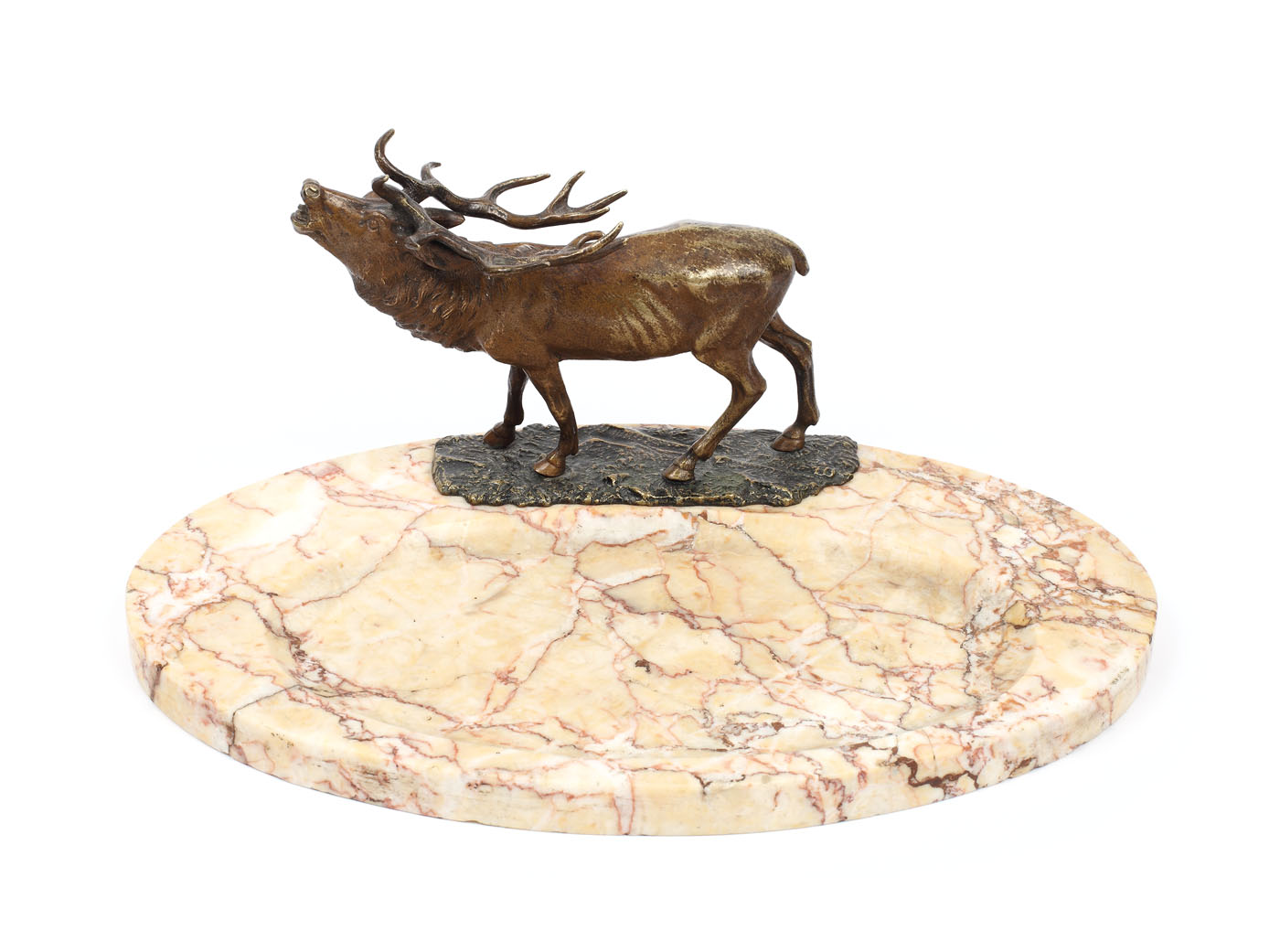 Marble vide-poche, decorated with hunting theme, 1930