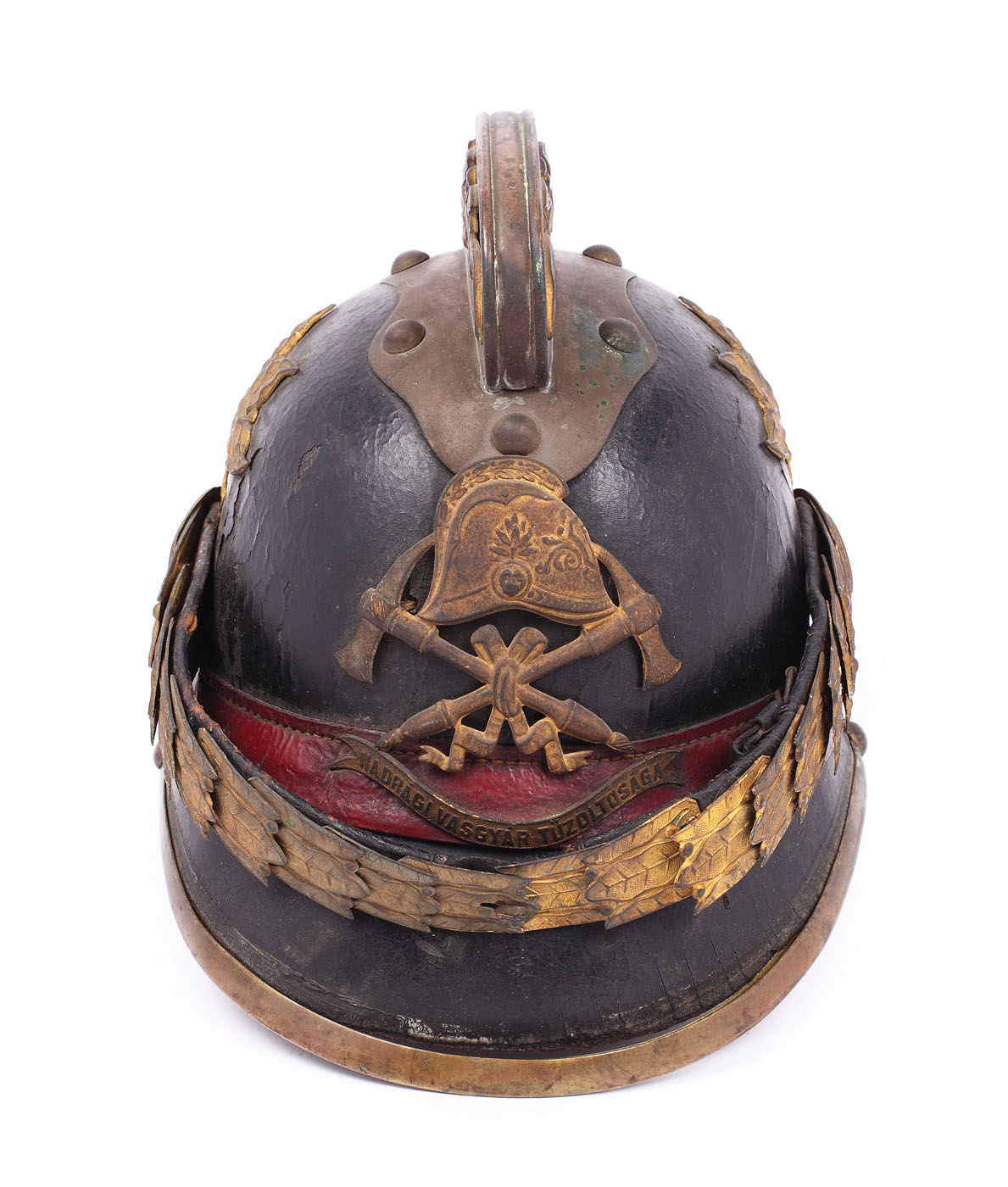 Commander helmet of the volunteer firefighters' corps of the Nădrag steelworks, Timiș, 1890-1910