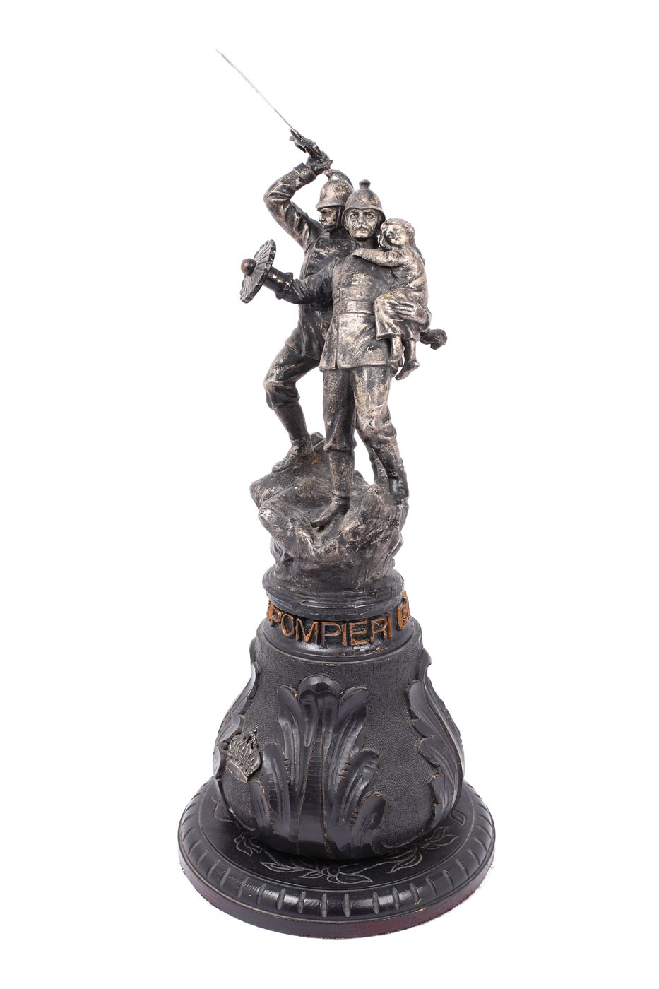 "Pompieri din Dealul Spirii", statuetă ce evocă eroismul acestora, cca. 1900