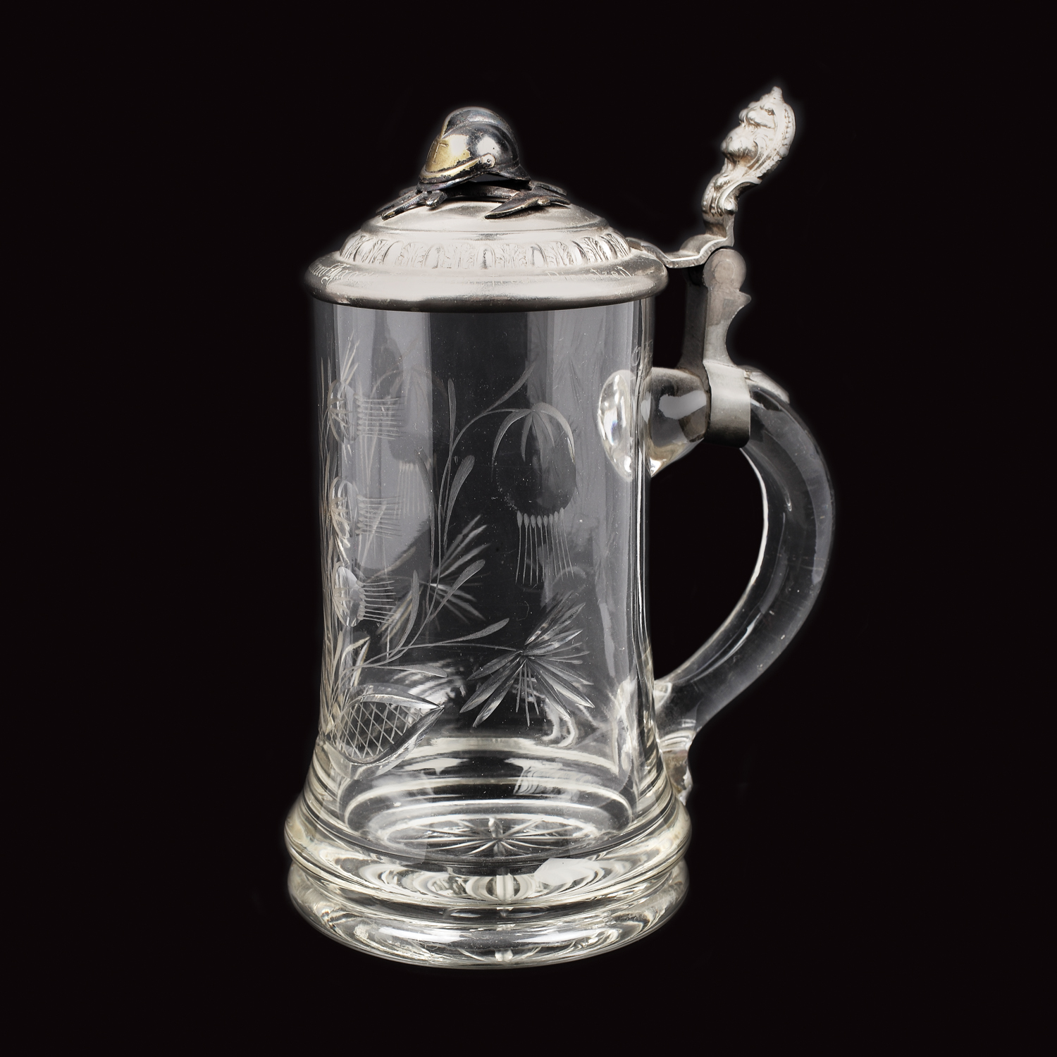 Beer mug, decorated with the insignia of volunteer firefighters in Banat, ca. 1900