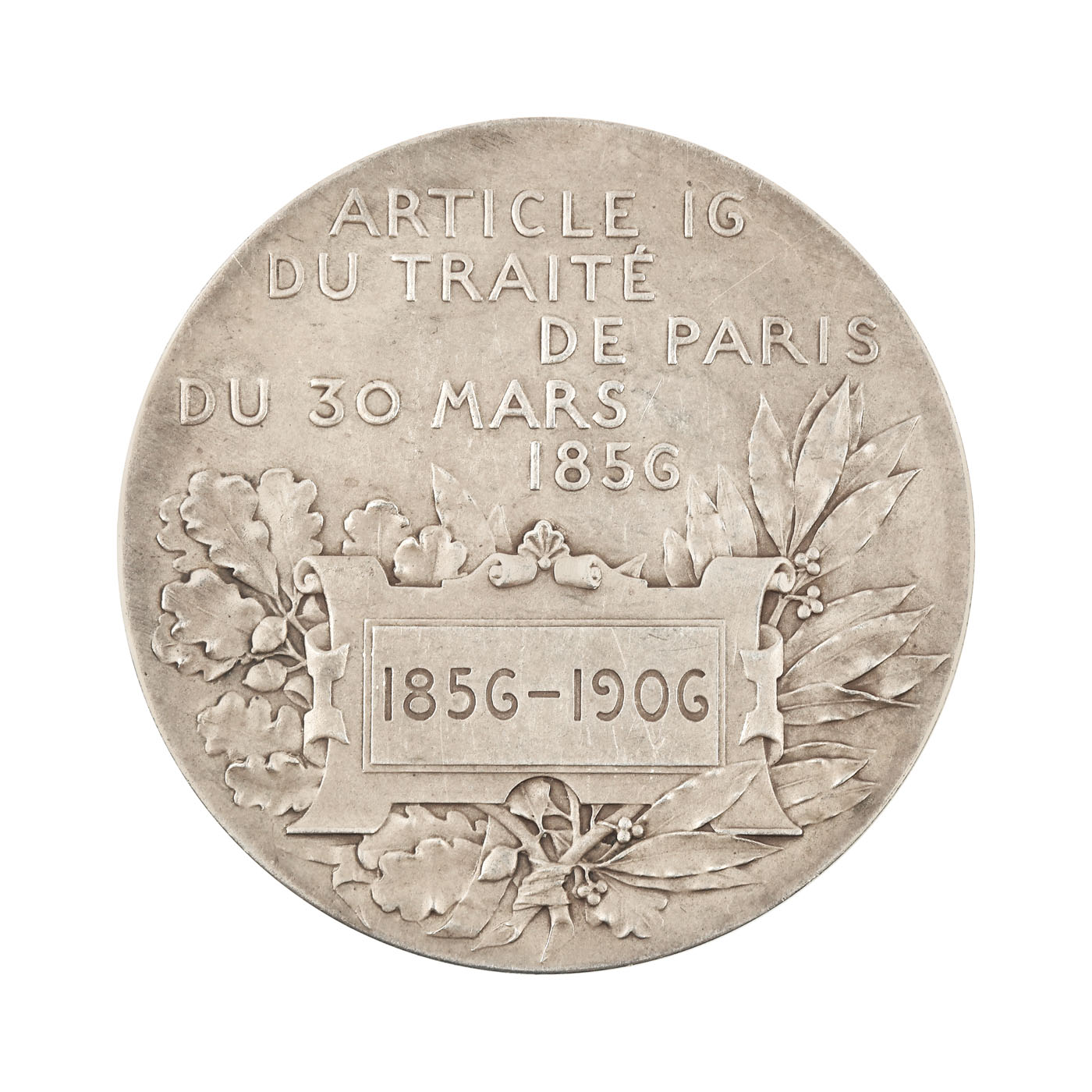 "50 years from the founding of the European Commission of the Danube" silver medal, engraver Auguste Patay