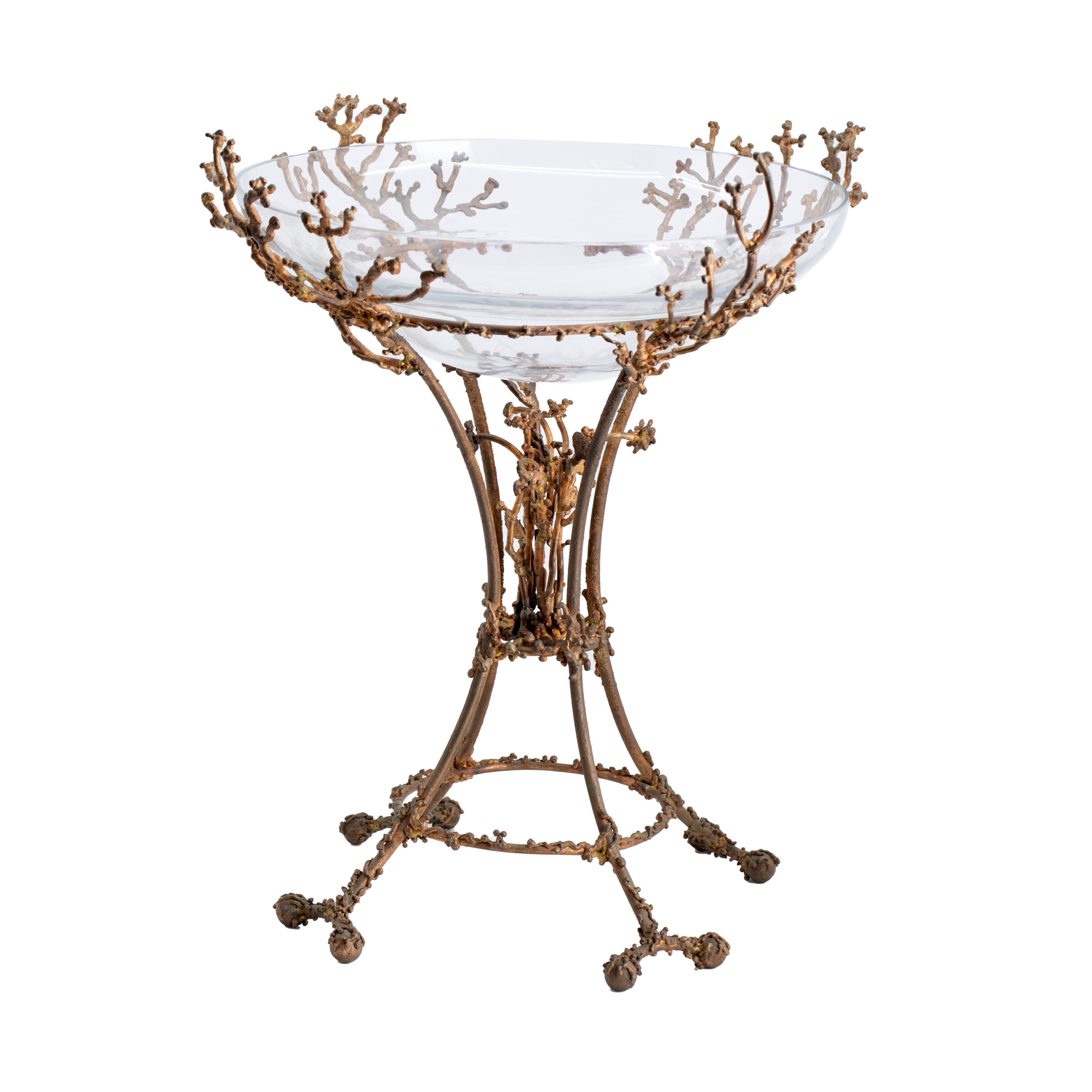 Gilt metal centerpiece, design piece, decorated the Spring Palace, comes from Nicolae Ceaușescu's collection, accompanied by a R.A.A.P.P.S certificate