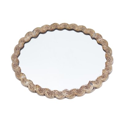 Silver framed mirror, richly decorated with arabesques and dove, protocol gift received by Nicolae Ceaușescu, accompanied by R.A.A.P.P.S certificate