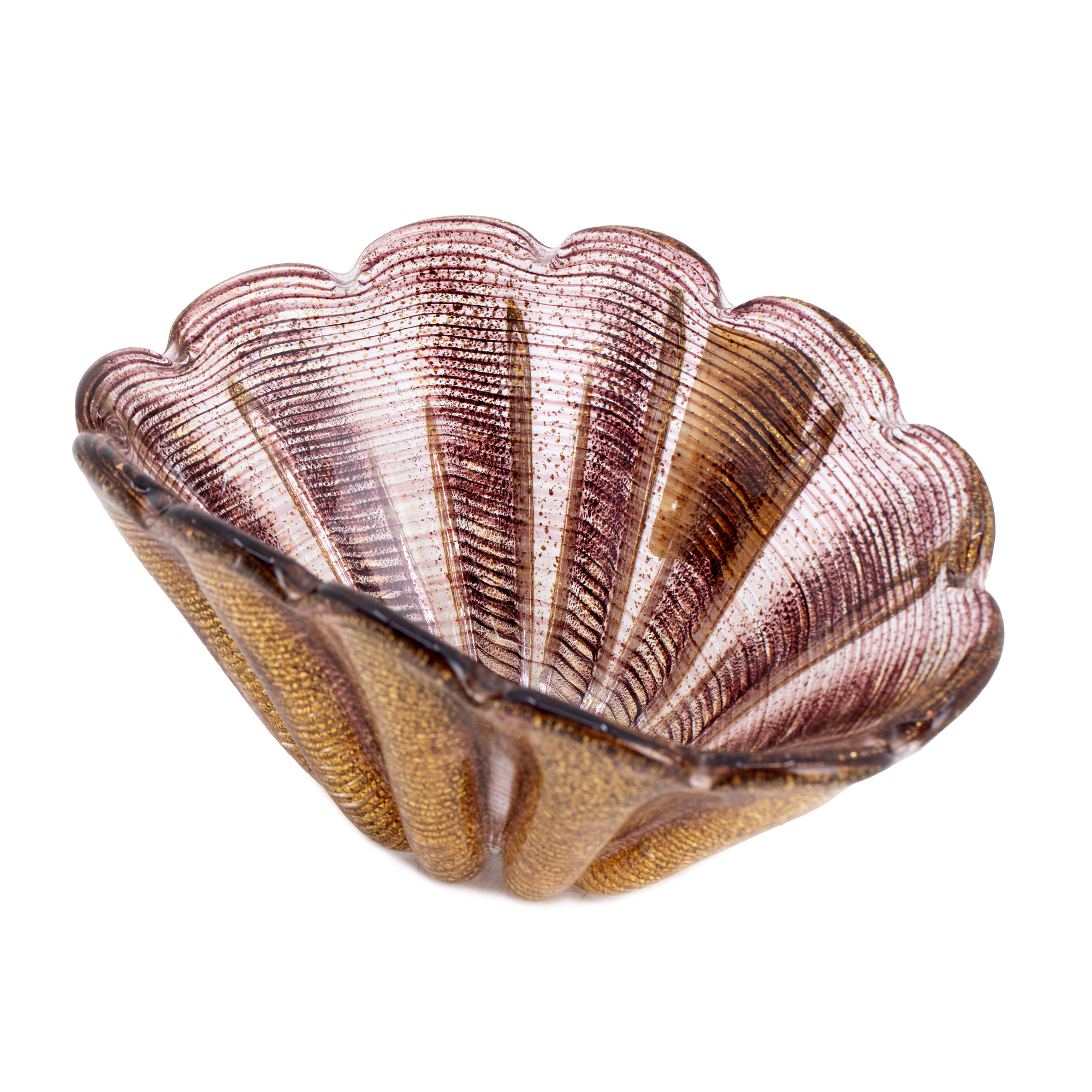 Murano glass vide-poche, decorated with gold pigments, adorned the Spring Palace, comes from Nicolae Ceaușescu, accompanied by R.A.A.P.P.S. certificate.