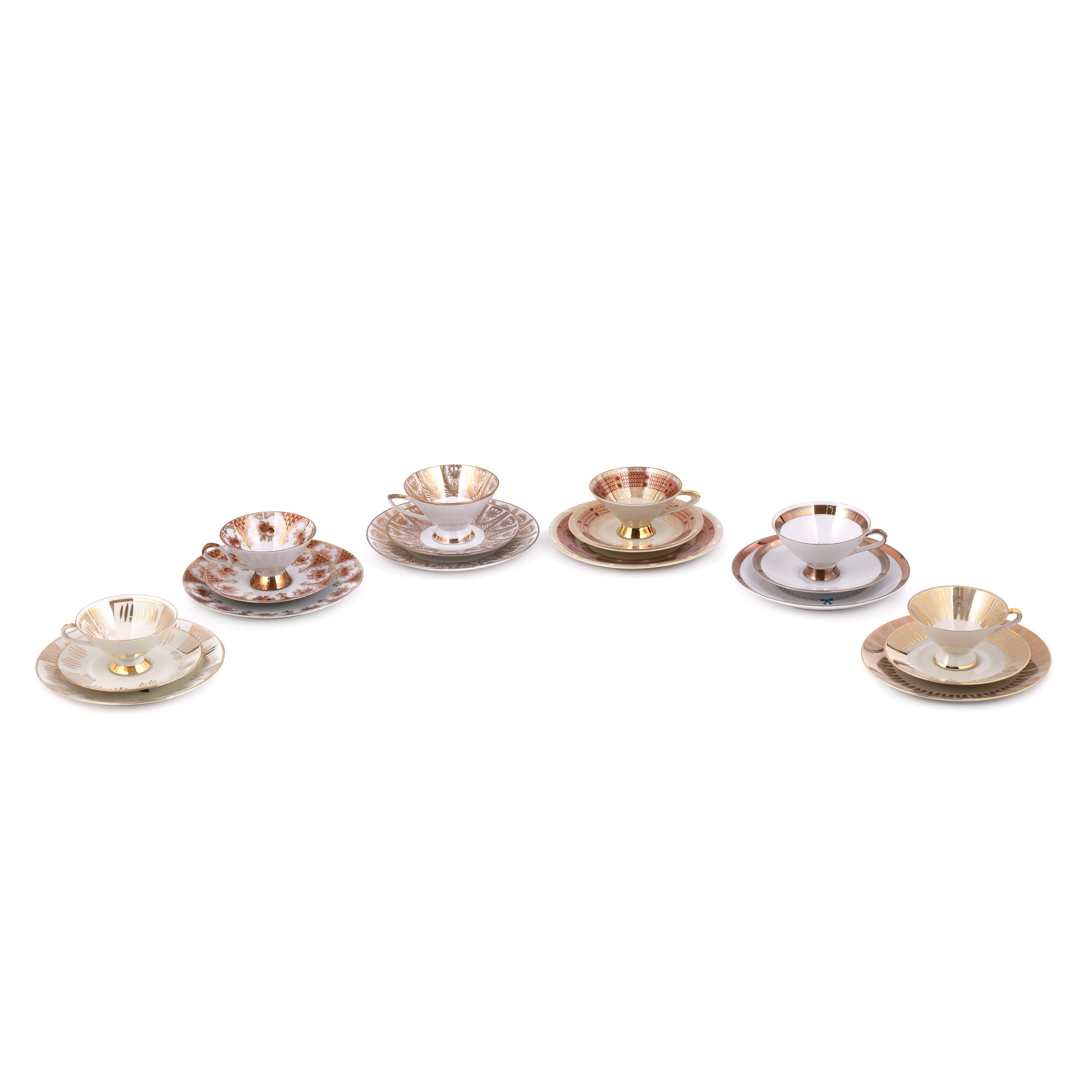 Winterling breakfast set, porcelain, for six people, distinctively decorated, circa 1950