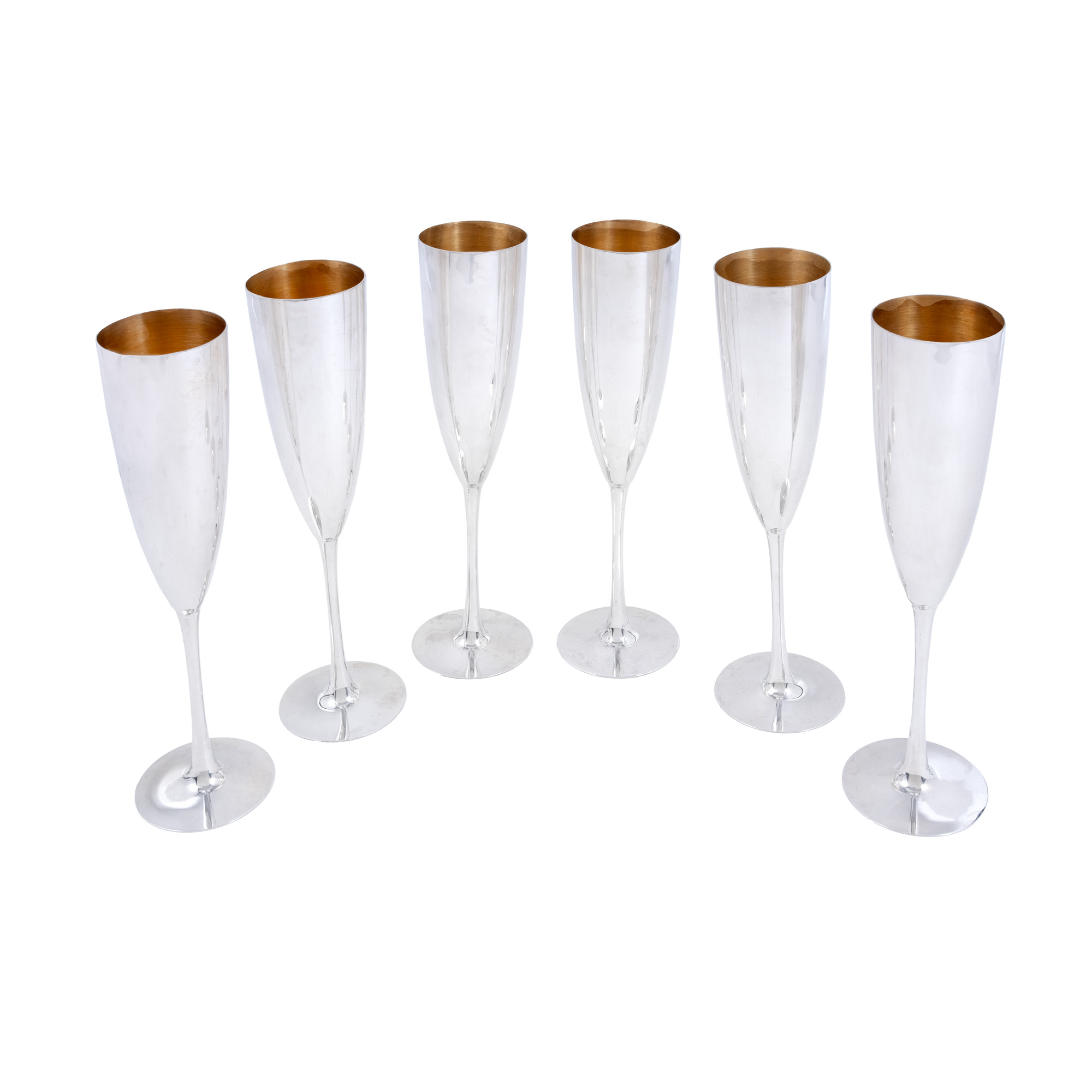 Set of six silver glasses