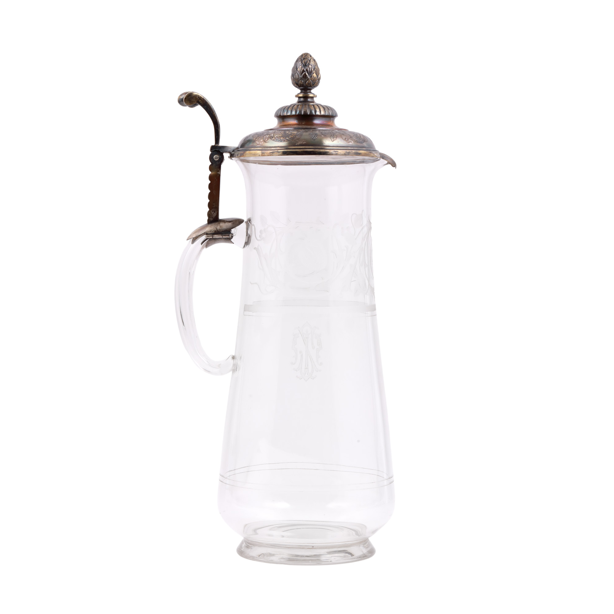 Carafă Berndorf Besteck, din cristal gravat și monogramat