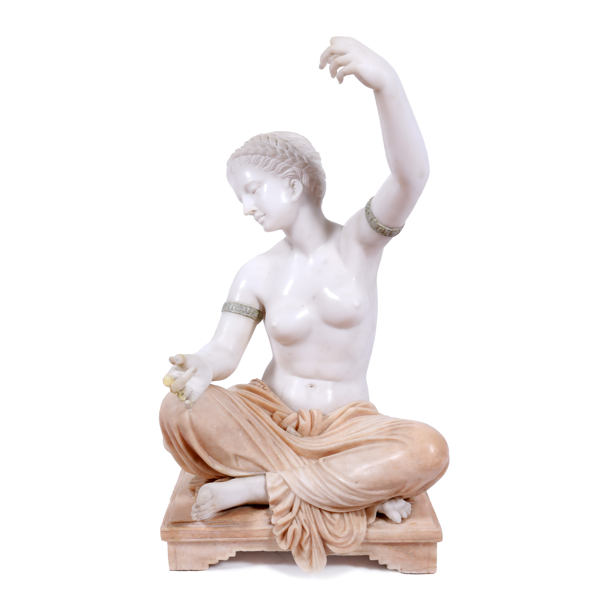 Ballerina, monumental two-colored marble statuette, circa 1900