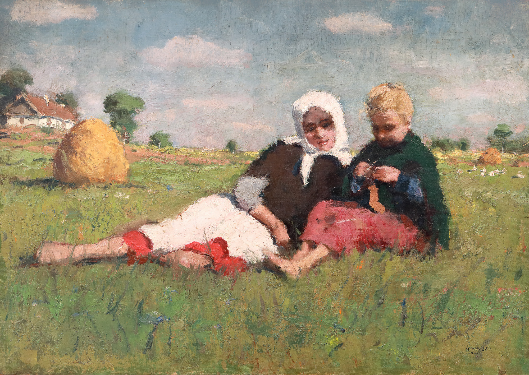 Peasant Girls in Grass