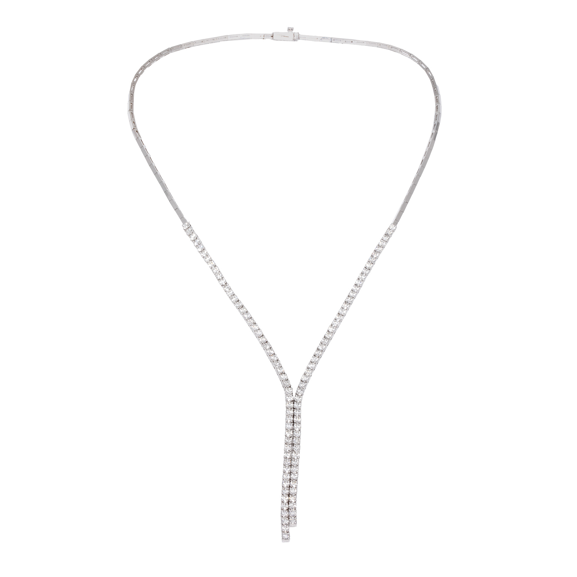 Elegant white gold necklace, decorated with a multitude of diamonds