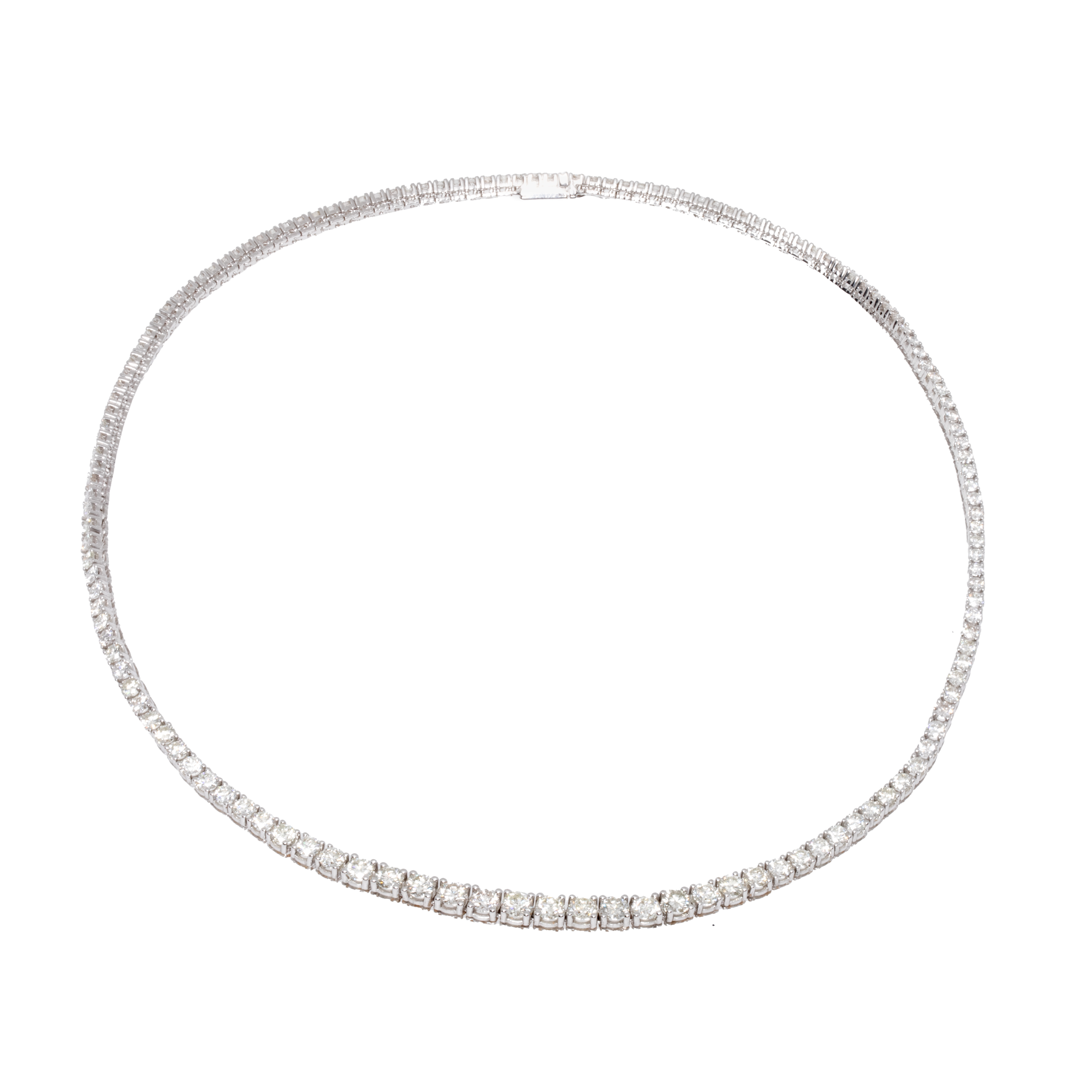 White gold tennis necklace, decorated with diamonds