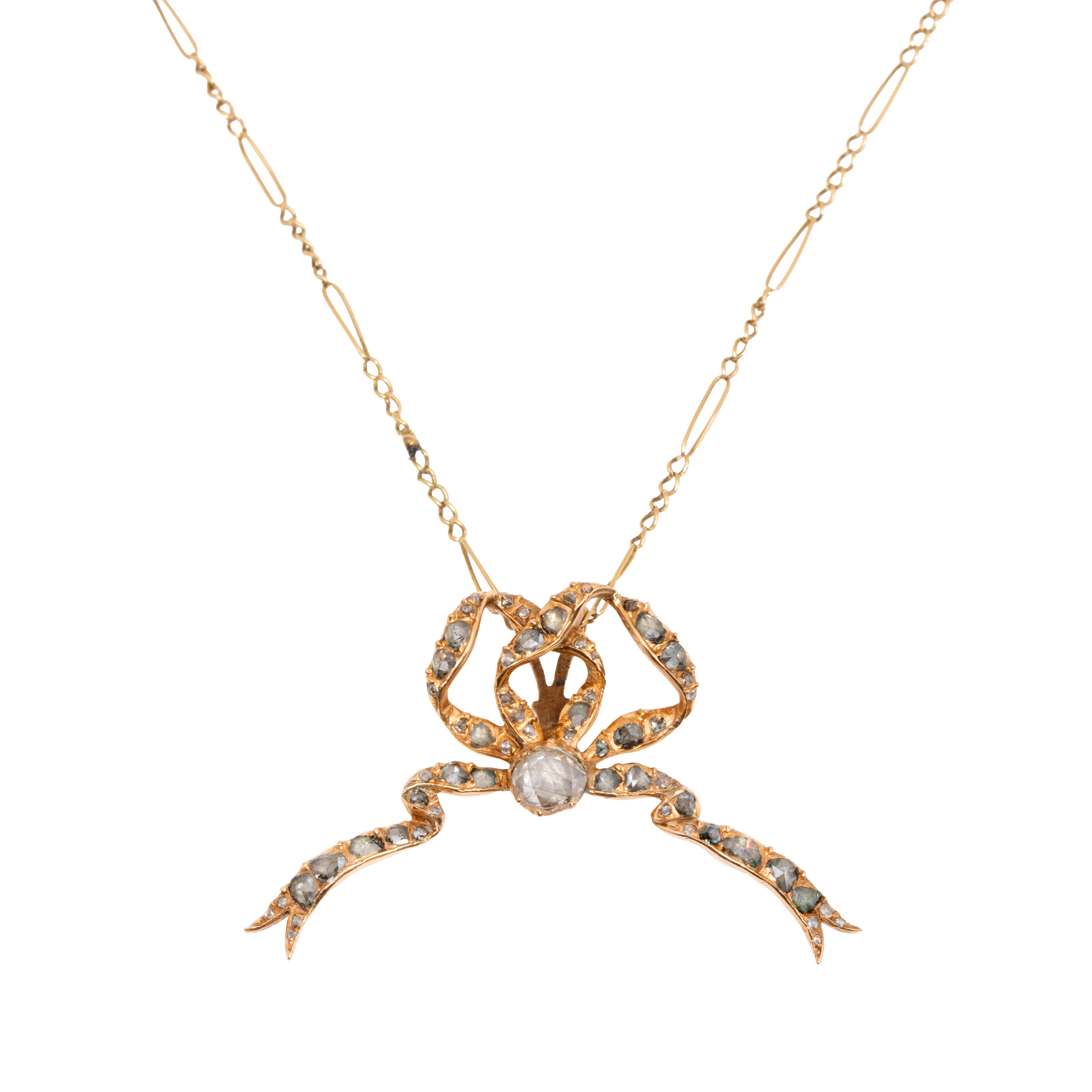 Gold necklace, decorated with diamonds
