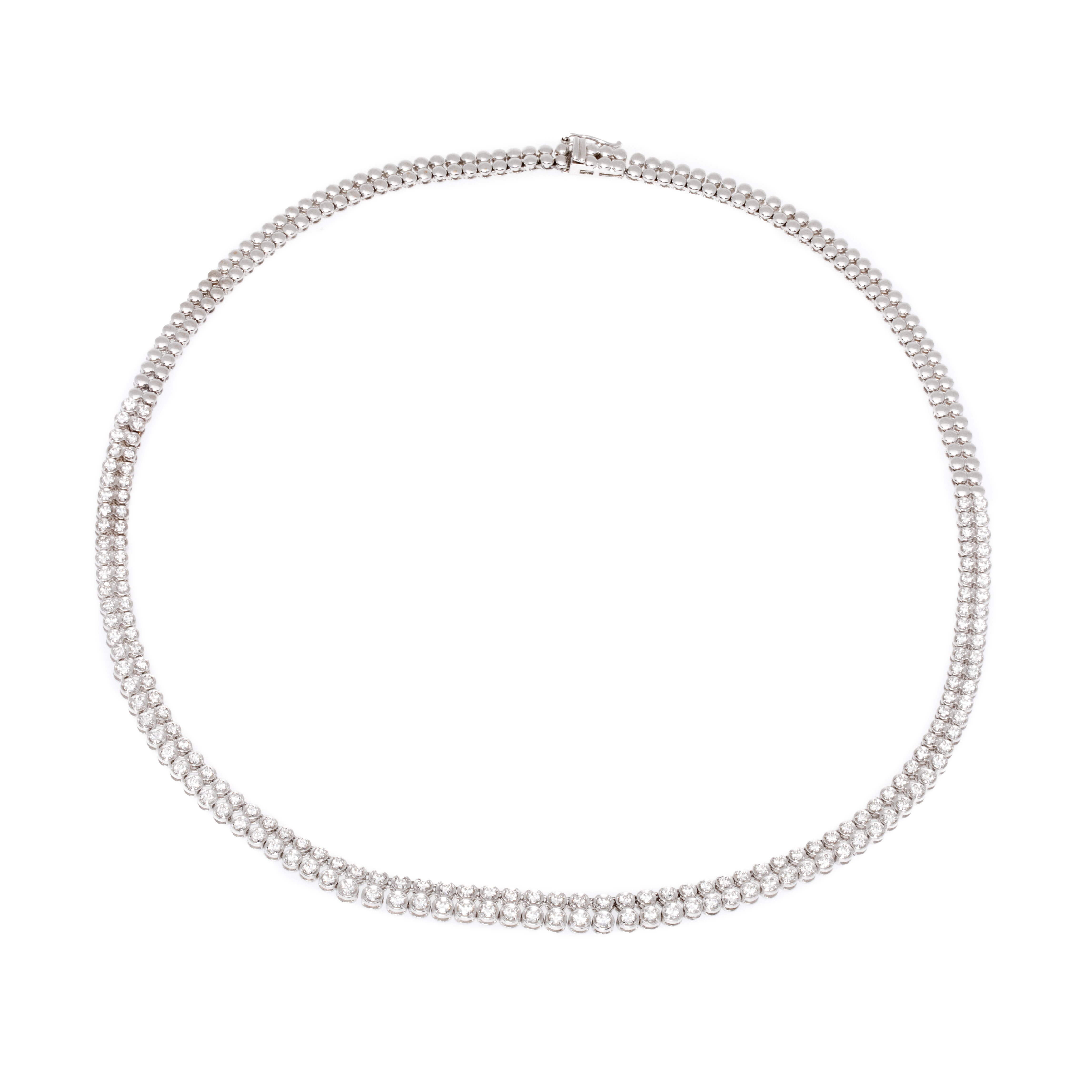 White gold tennis necklace, decorated with diamonds