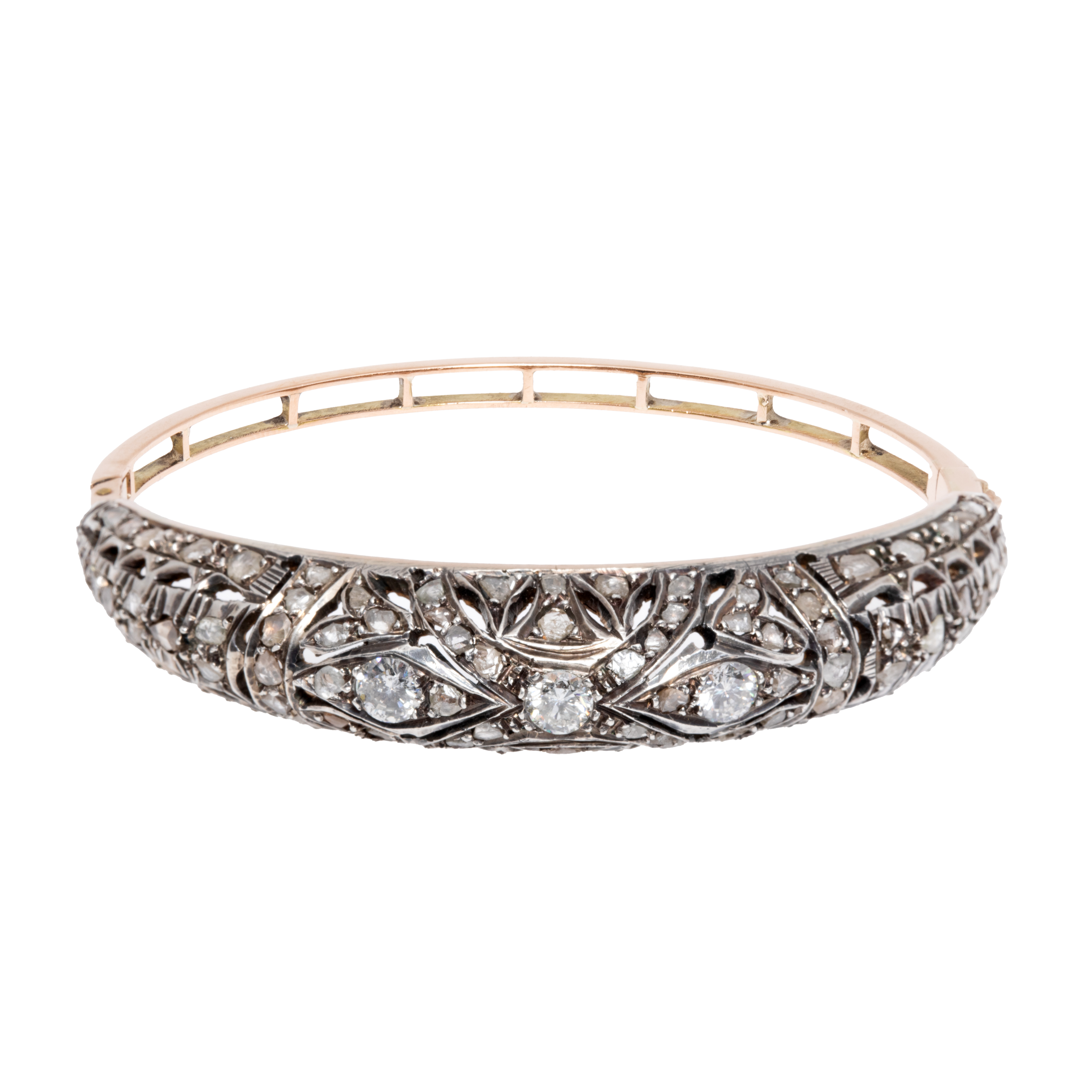 Gold and Silver Bracelet, Decorated with Diamonds
