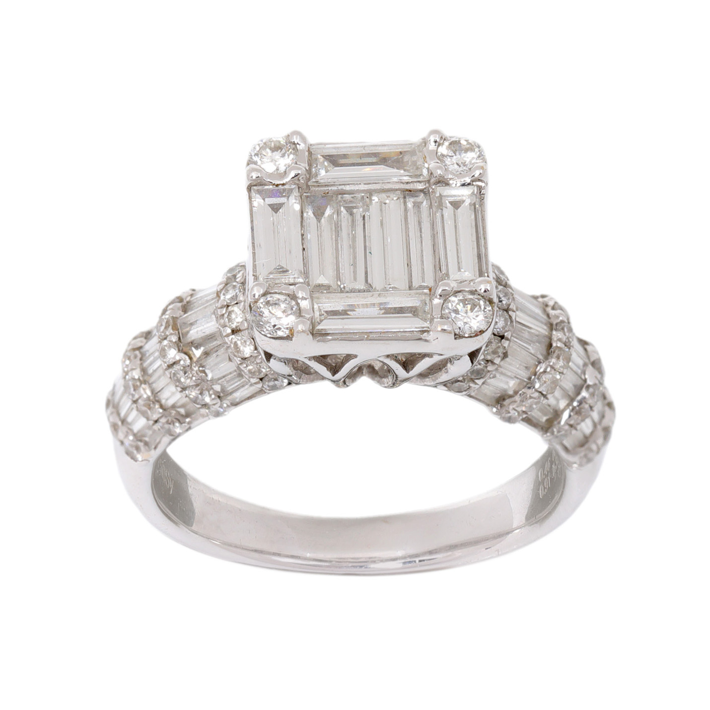 White gold ring, decorated with diamonds