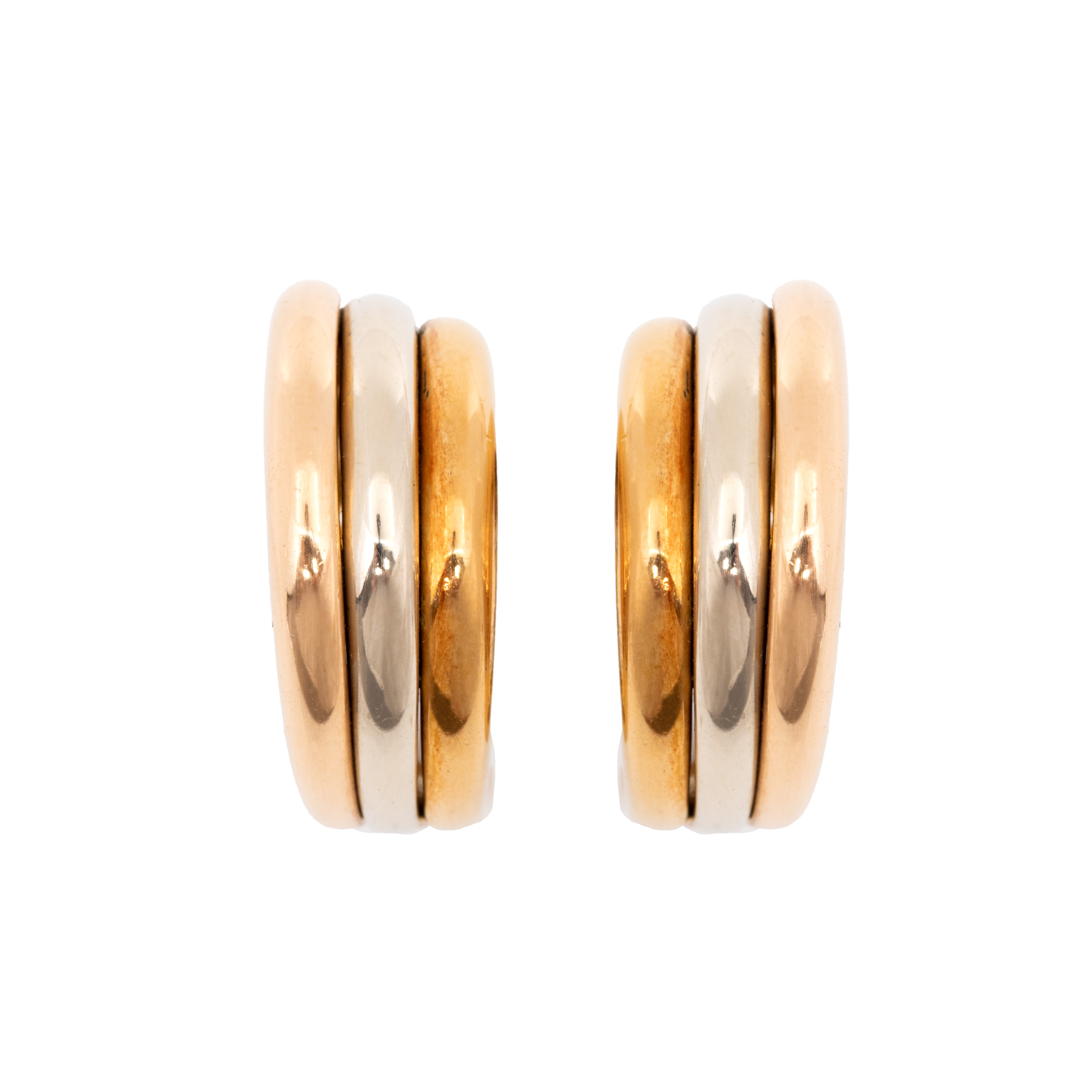 Pair of Cartier earrings, in three-color gold