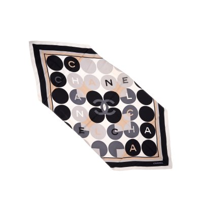 Eșarfă Chanel din mătase naturală, decorată cu buline