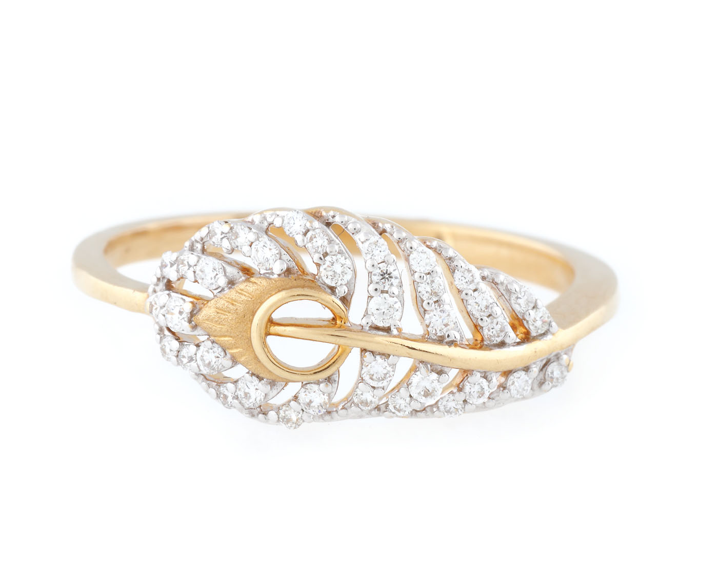 Inel din aur, ornat cu ramură stilizată de diamante