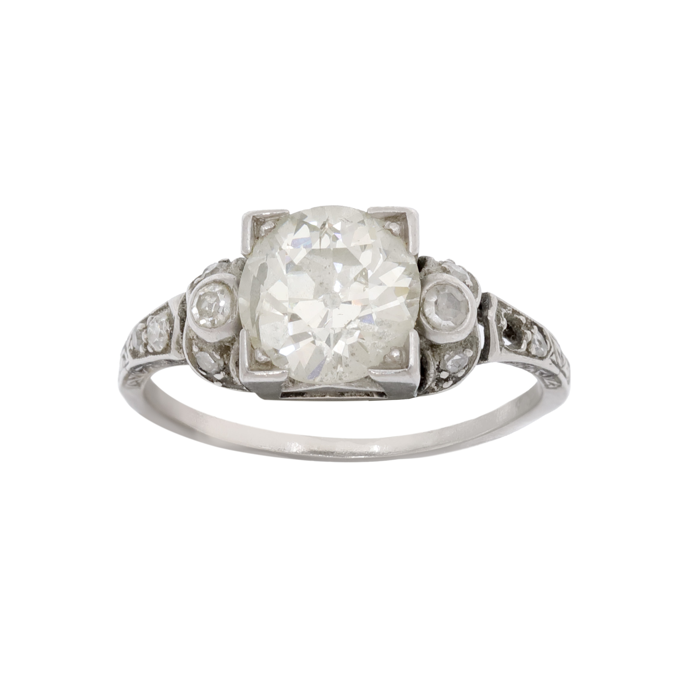 Inel Art Deco din platină, decorat cu diamante, cca. 1930