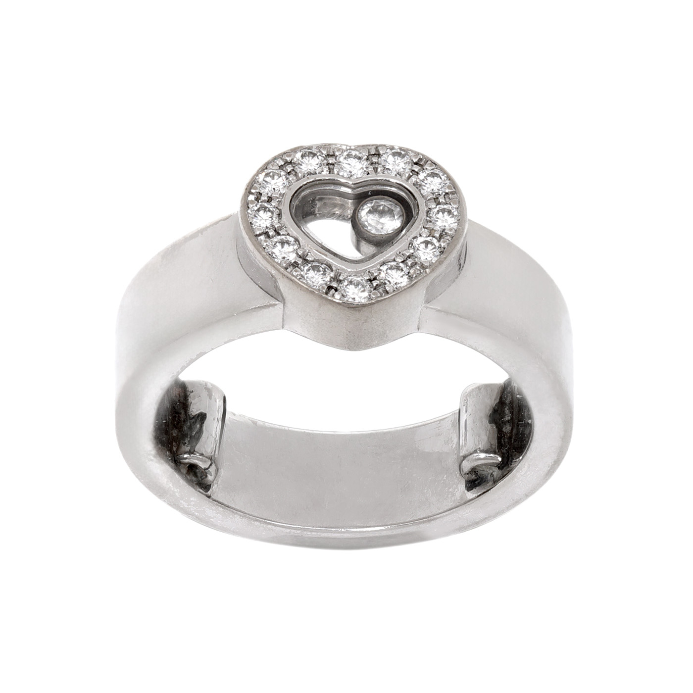 Inel din aur alb Chopard, model Happy Diamonds