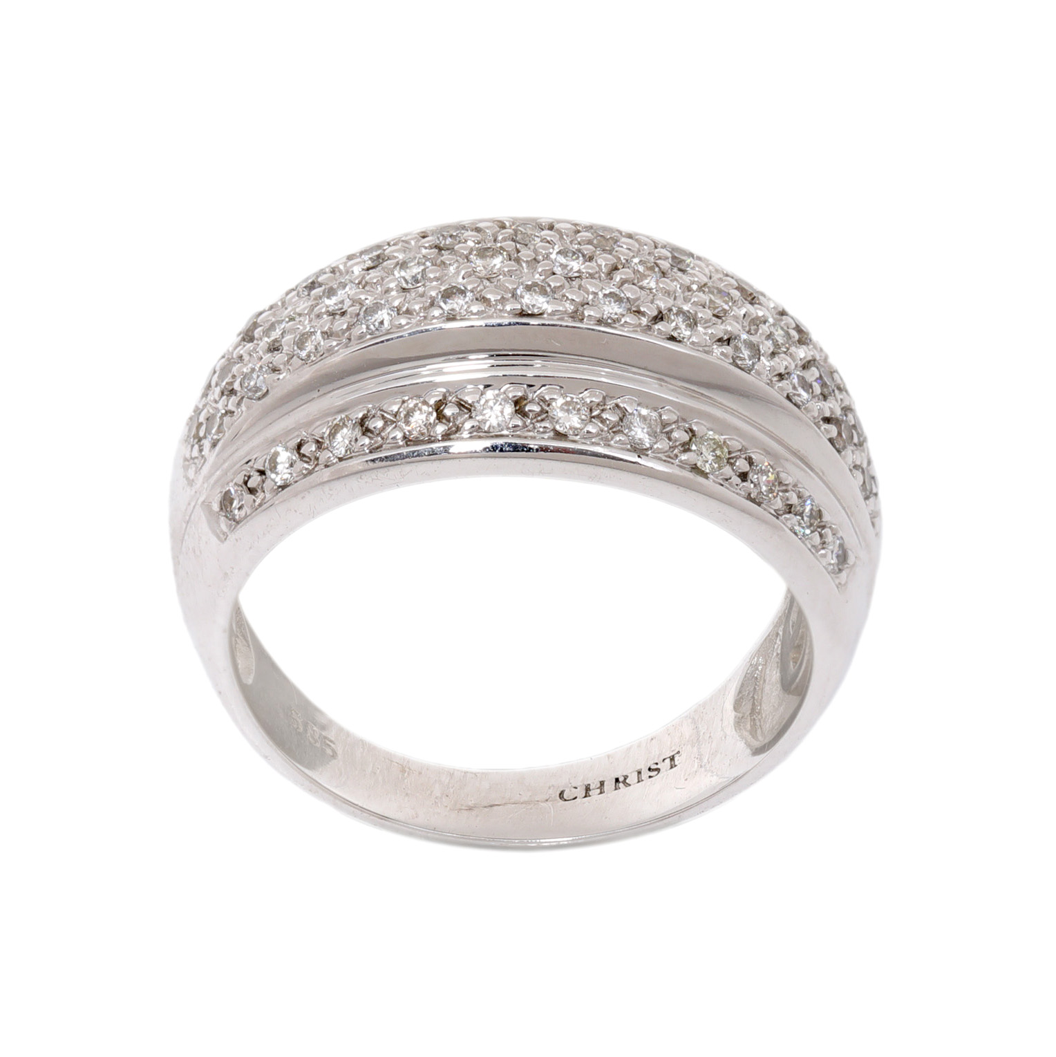 White Gold Christ Ring, decorated with diamonds