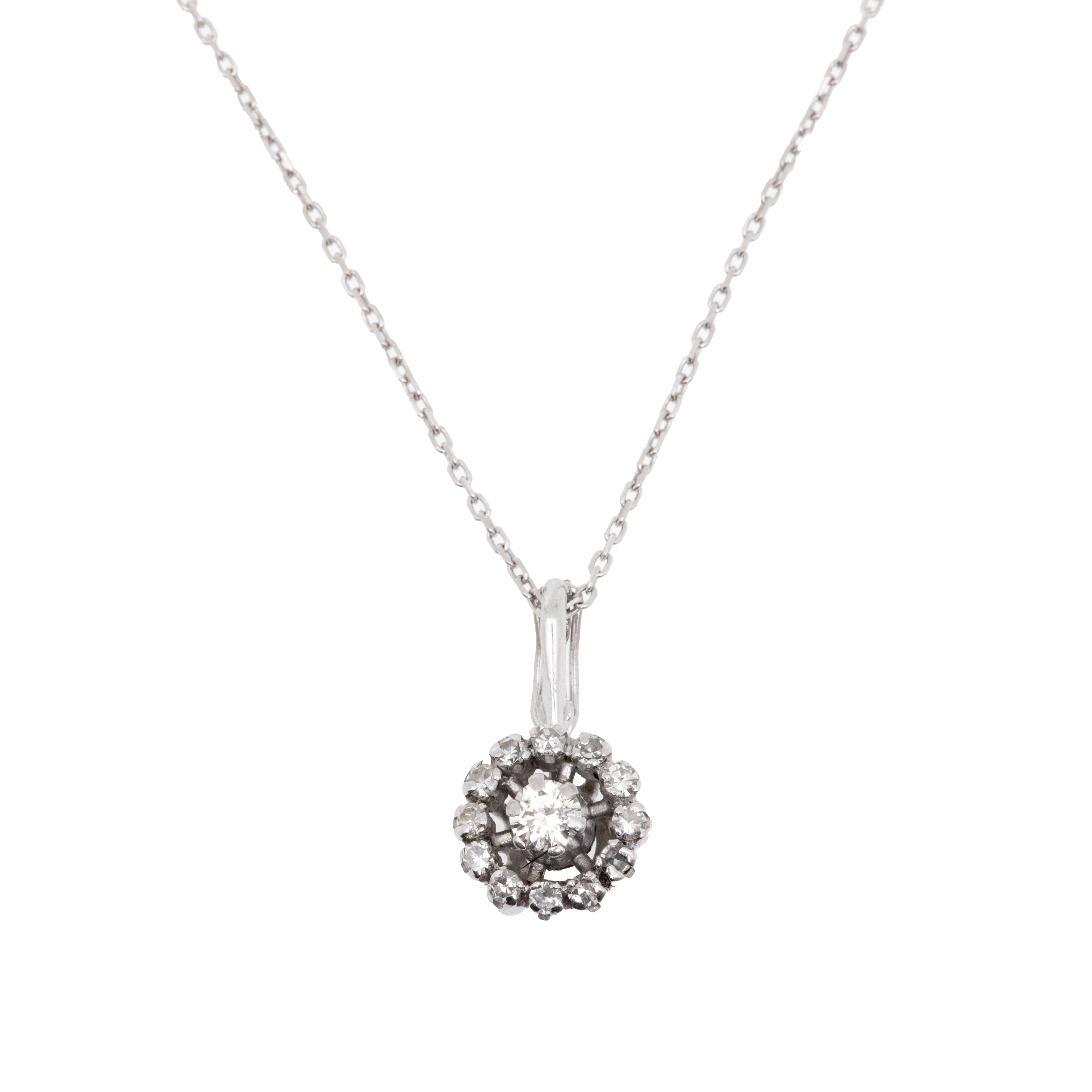 White gold chain with diamond-decorated pendant
